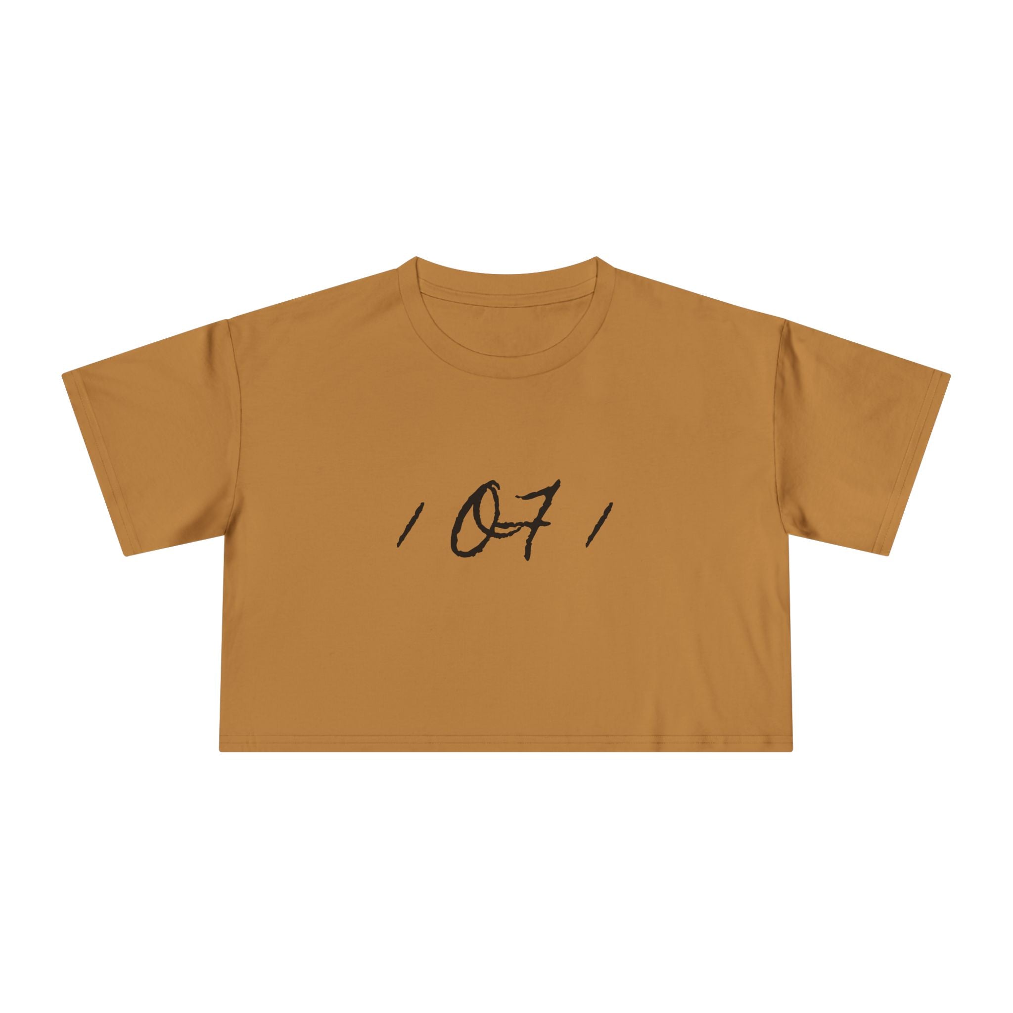 Crop Tee — Minimal Script "07" Front with Script Back Text