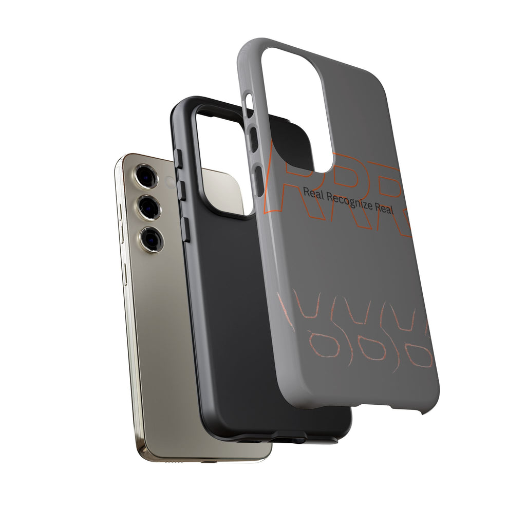 Tough Cases — 'Real Recognize Real' Protective Phone Case (Gray, Retro Outline Design)