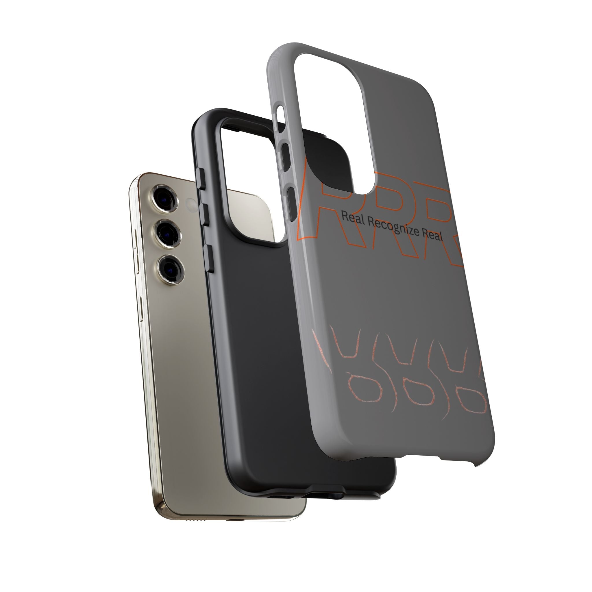 Tough Cases — 'Real Recognize Real' Protective Phone Case (Gray, Retro Outline Design)