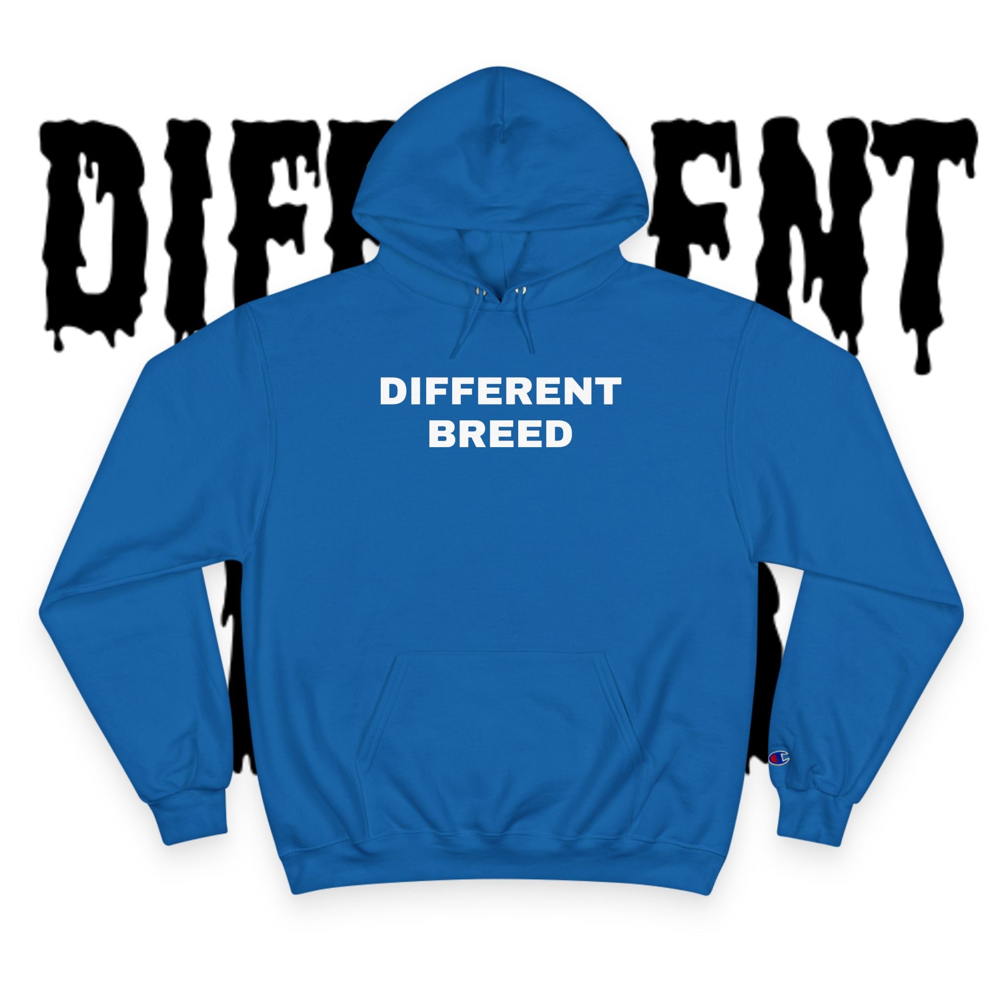 Different Breed Champion Hoodie — “Different Breed” Front, “Old Testimony Builds New Character” Back