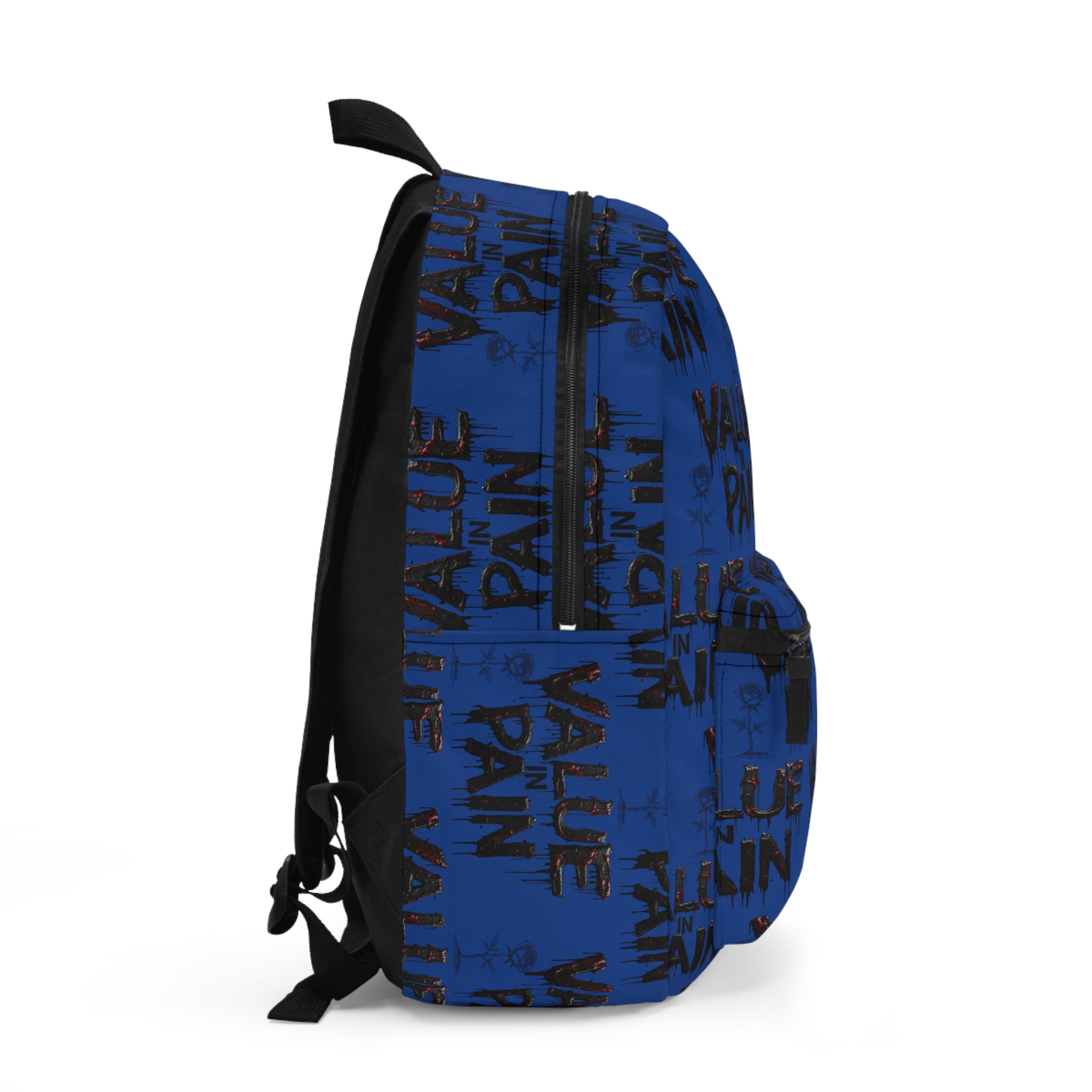 Value in Pain Blue Graphic Backpack – Urban Streetwear School Bag