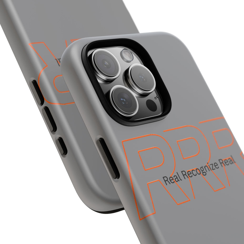 Tough Cases — 'Real Recognize Real' Protective Phone Case (Gray, Retro Outline Design)