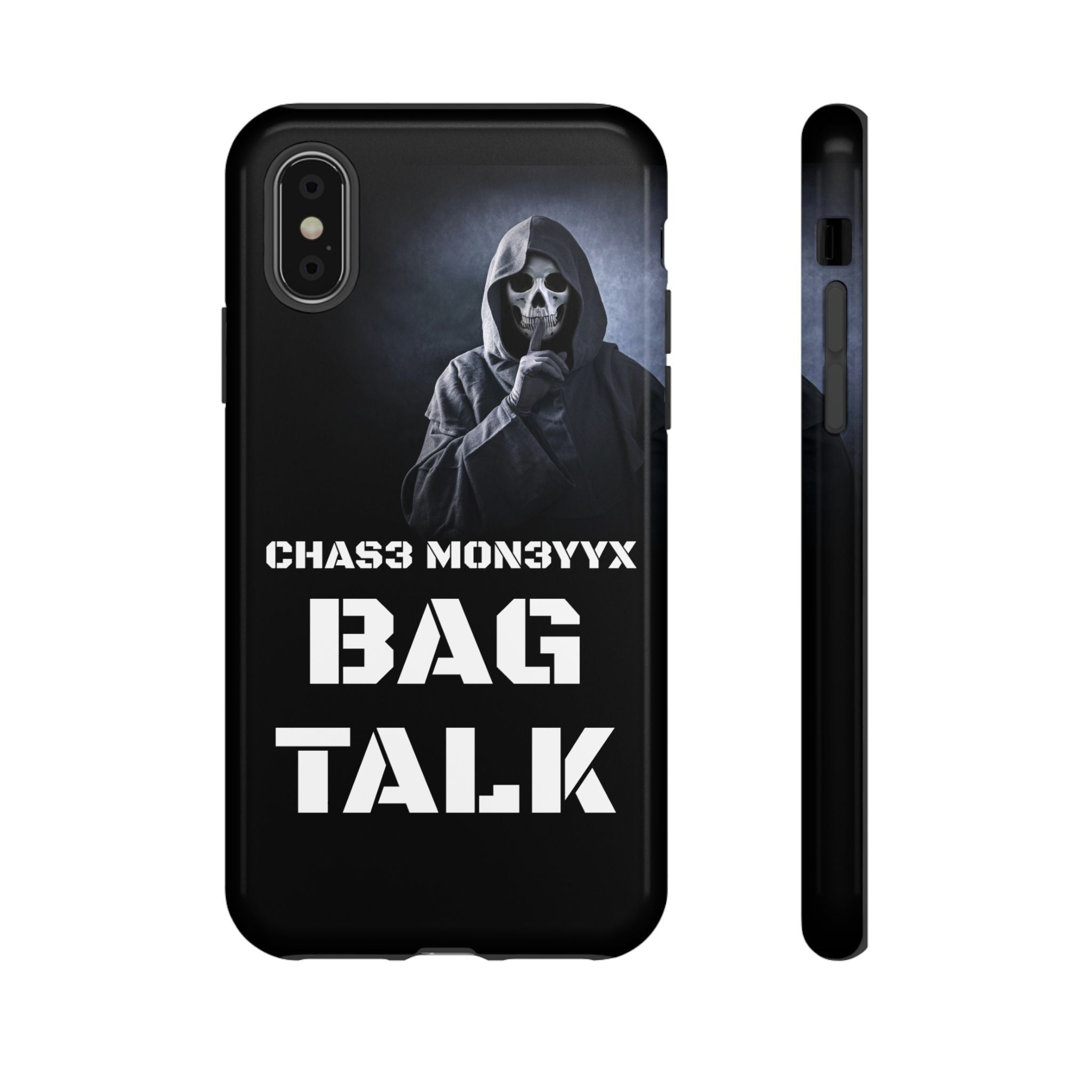 Phone Case — 'Bag Talk' Grim Reaper Graphic, Dark Gothic Protective Cover