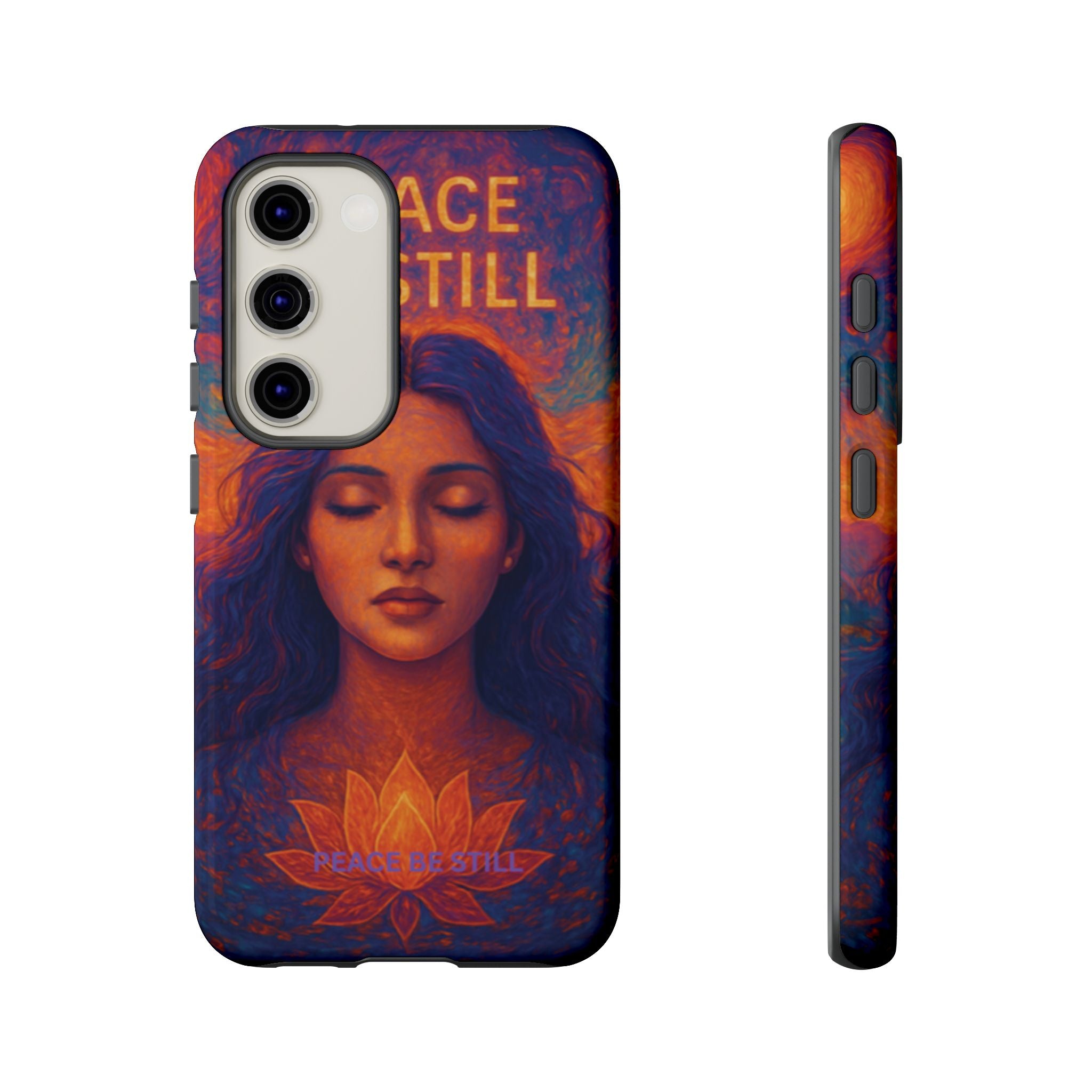 Peace Be Still Phone Case – Serene Goddess Meditation Design