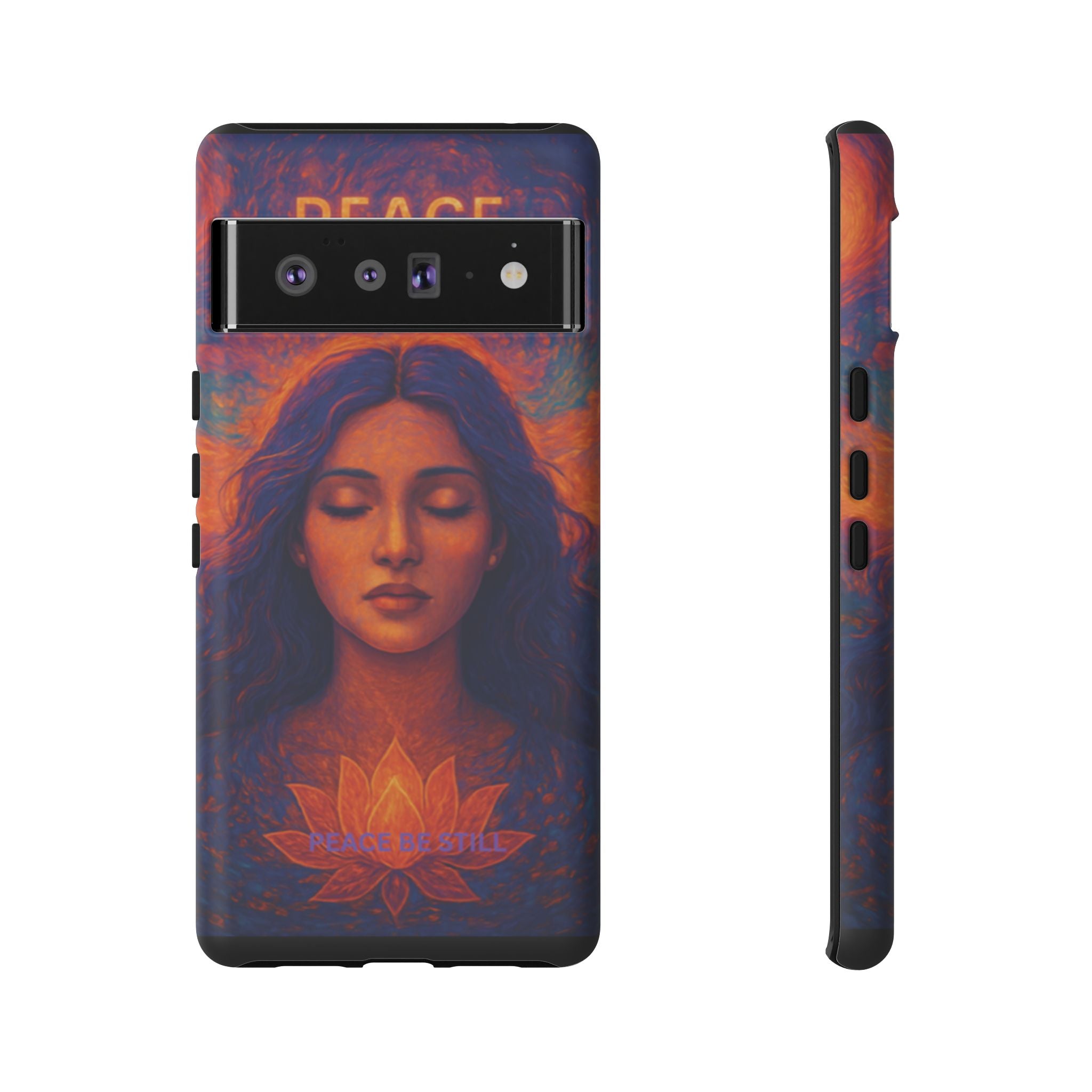 Peace Be Still Phone Case – Serene Goddess Meditation Design