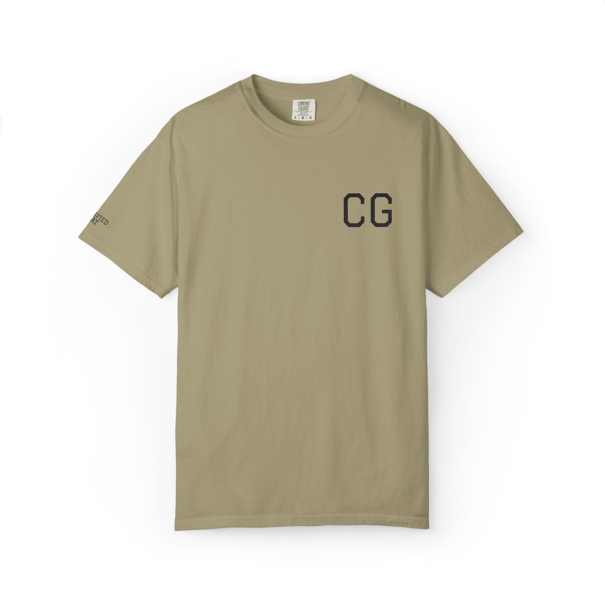 CG Chest Logo T‑Shirt — Minimalist White Tee with Sleeve Patch
