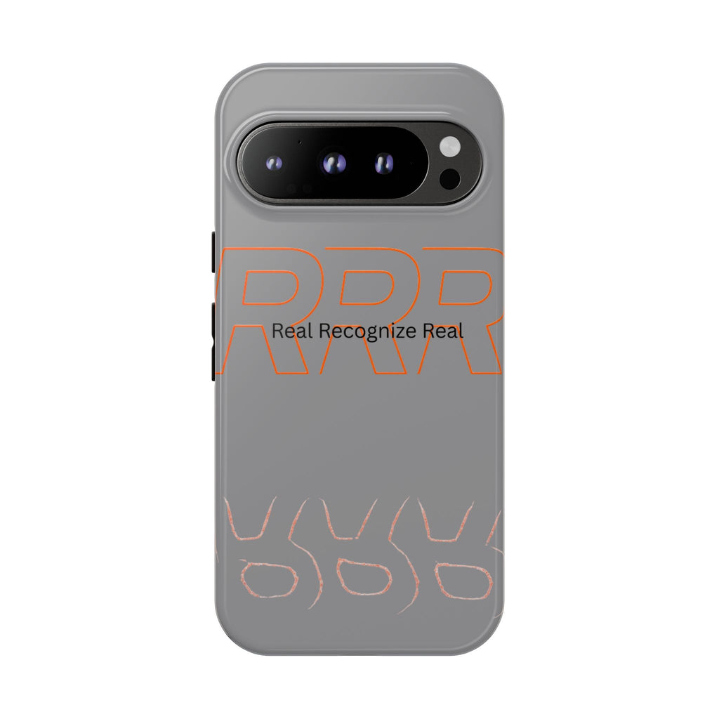 Tough Cases — 'Real Recognize Real' Protective Phone Case (Gray, Retro Outline Design)