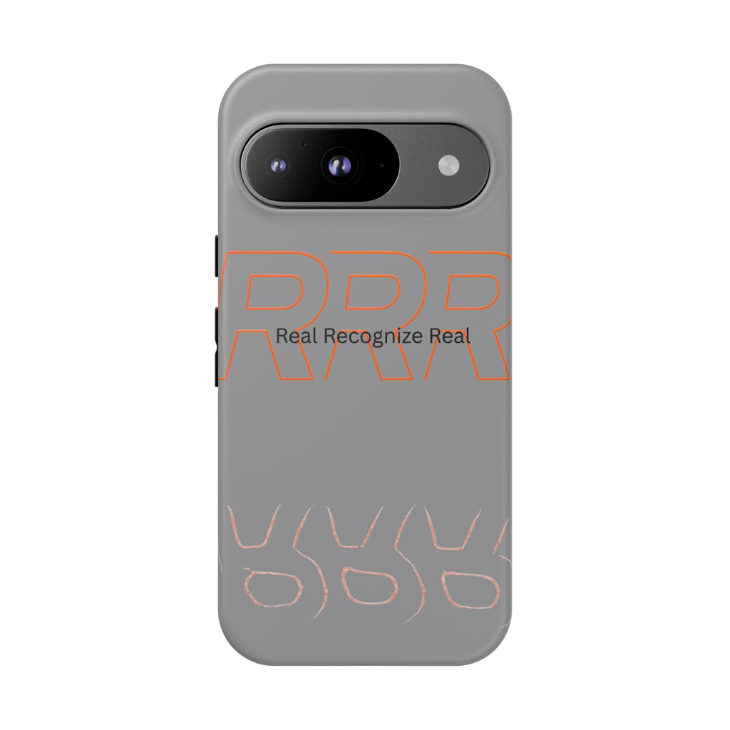 Tough Cases — 'Real Recognize Real' Protective Phone Case (Gray, Retro Outline Design)