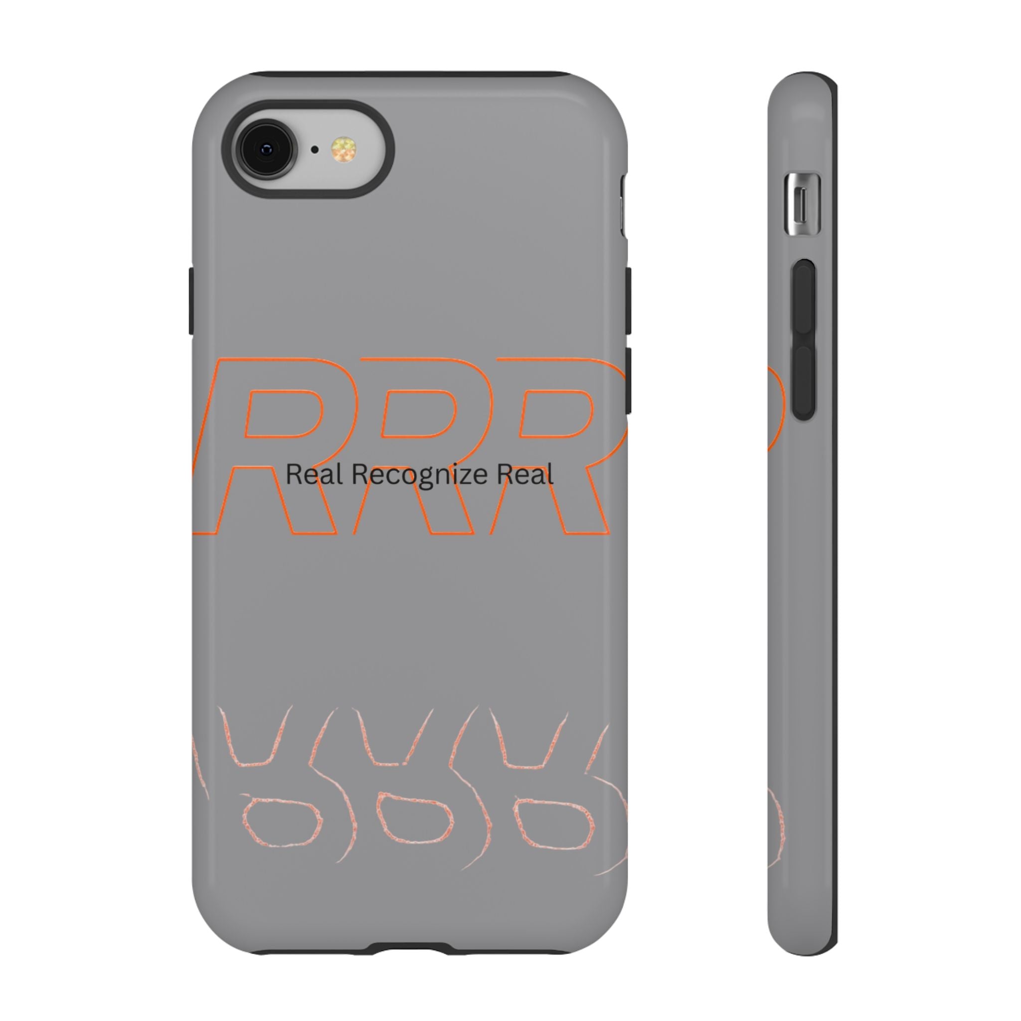 Tough Cases — 'Real Recognize Real' Protective Phone Case (Gray, Retro Outline Design)
