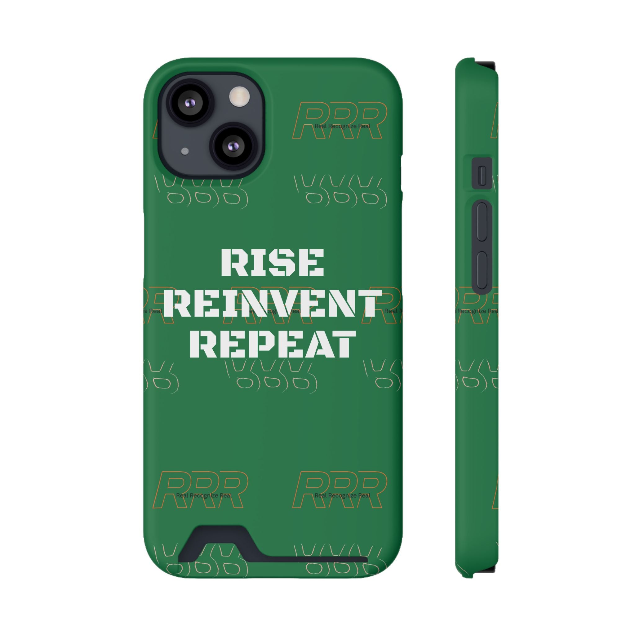 Green 'Rise Reinvent Repeat' Card Holder Phone Case — Motivational Protective Cover