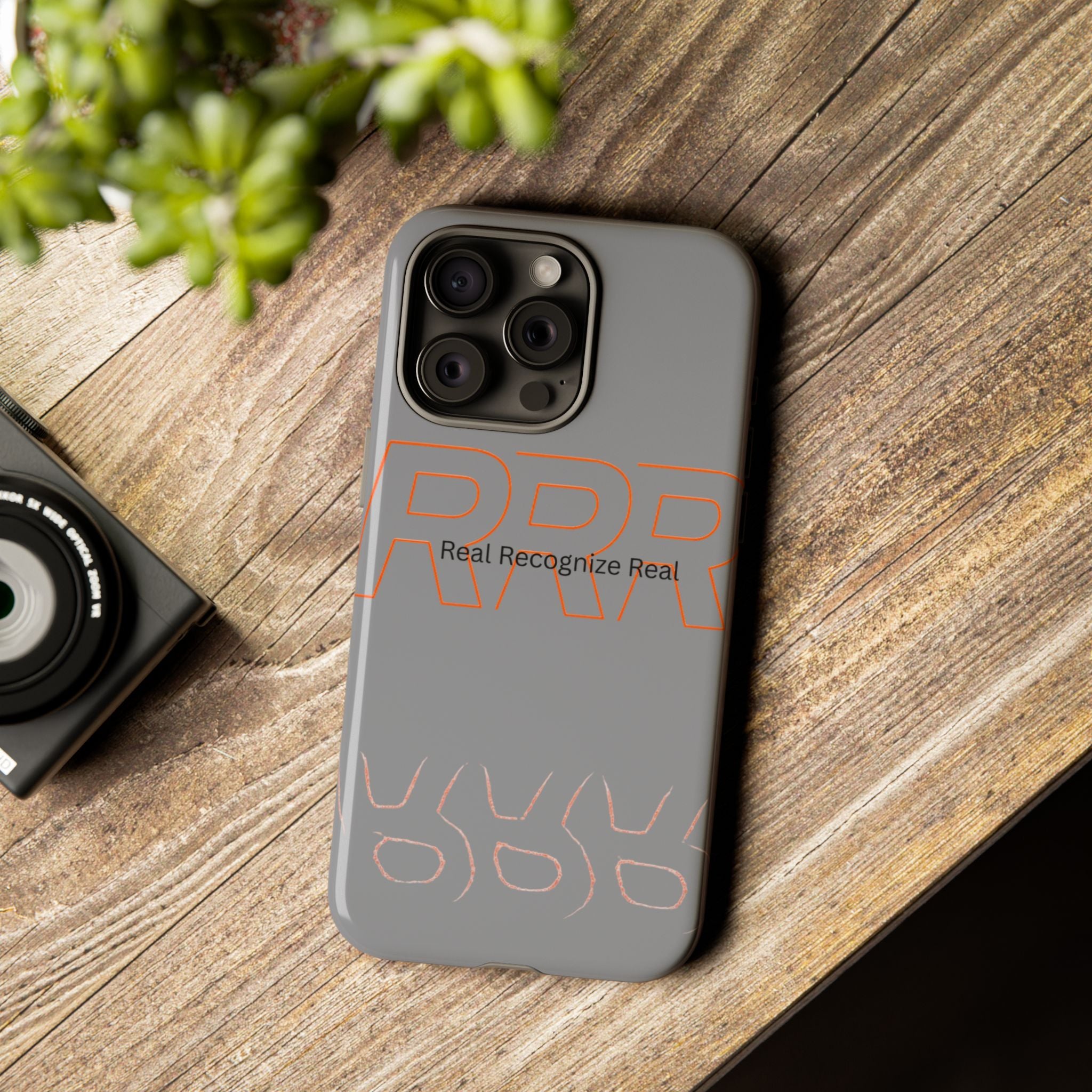 Tough Cases — 'Real Recognize Real' Protective Phone Case (Gray, Retro Outline Design)