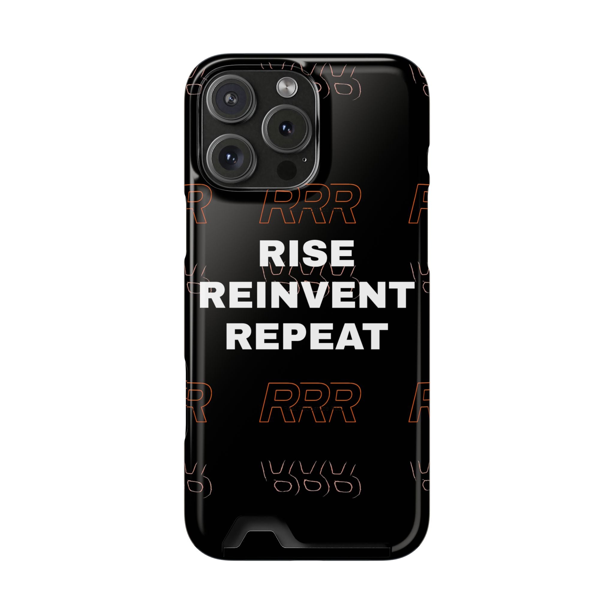 Rise Reinvent Repeat Phone Card Case — Slim Wallet Phone Case with Motivational Design