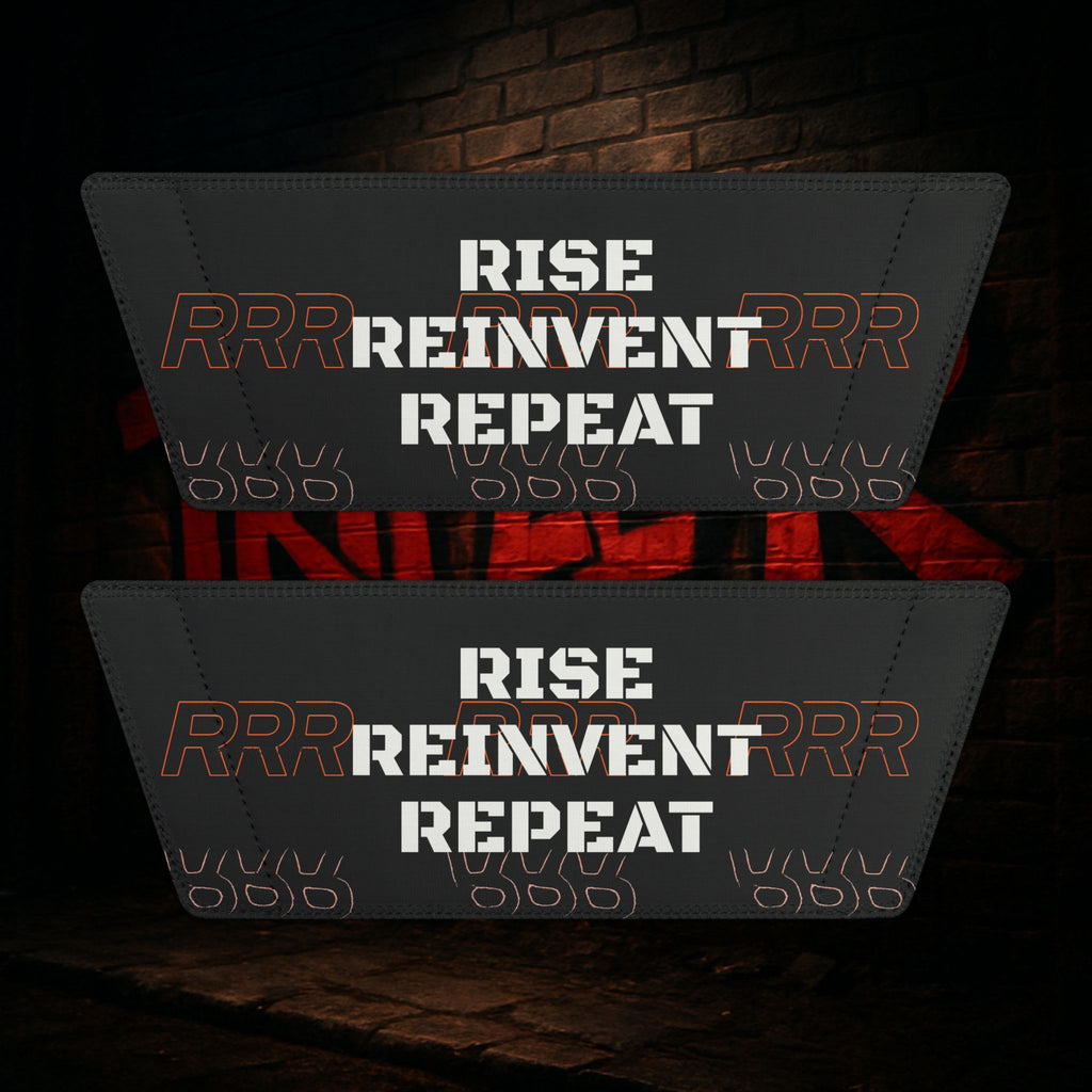 Slide Sandals — Black Strap "Rise Reinvent Repeat" Women's Removable‑Strap Slides