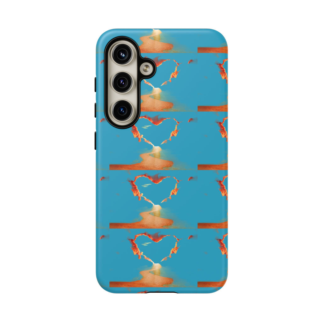 Heart Flame Tough Phone Case — Blue Sunset Protective Cover