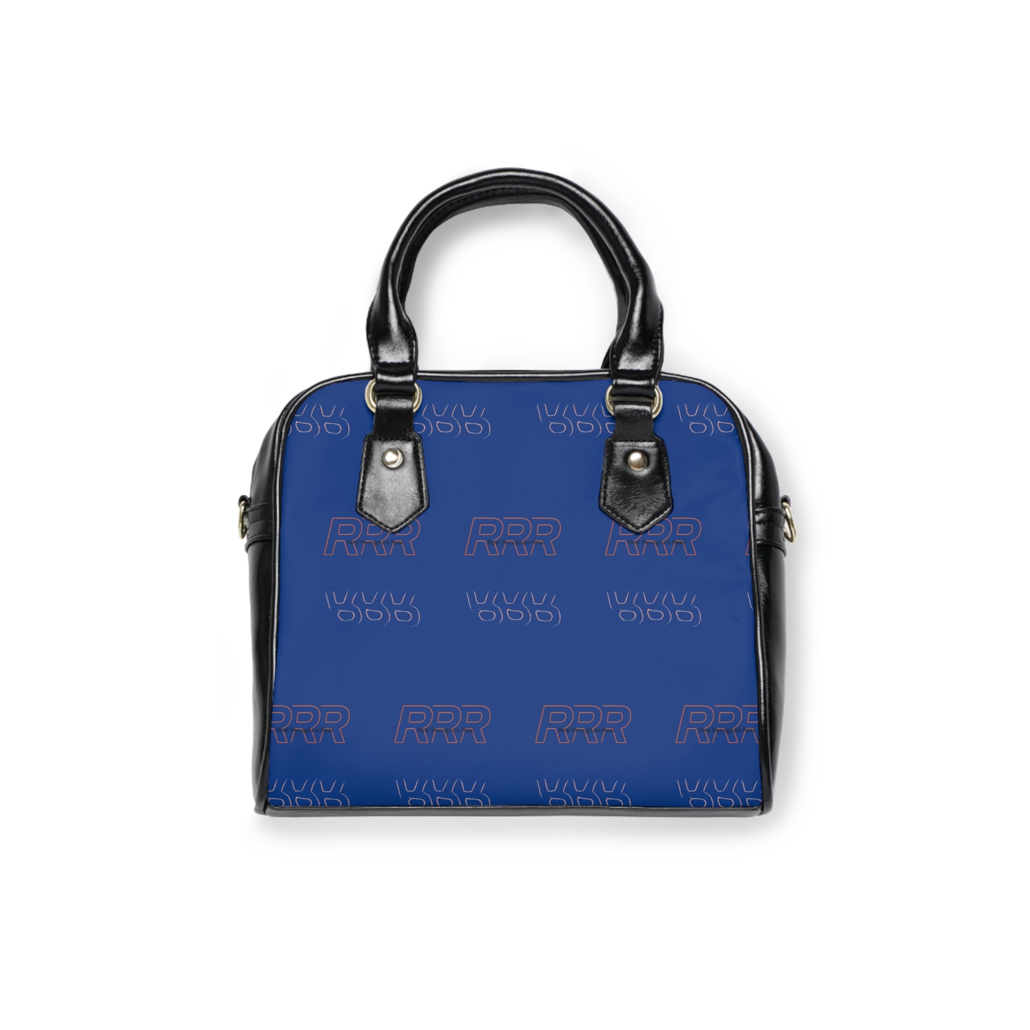 Blue Monogram Shoulder Handbag – Elegant Everyday Tote with Subtle Logo Pattern