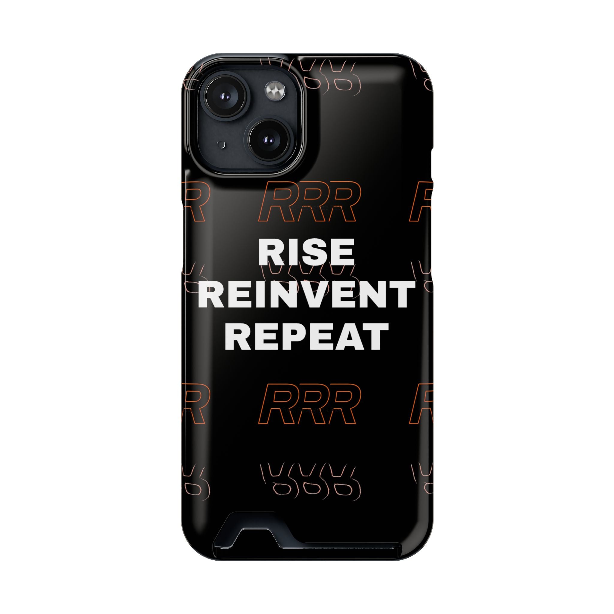 Rise Reinvent Repeat Phone Card Case — Slim Wallet Phone Case with Motivational Design