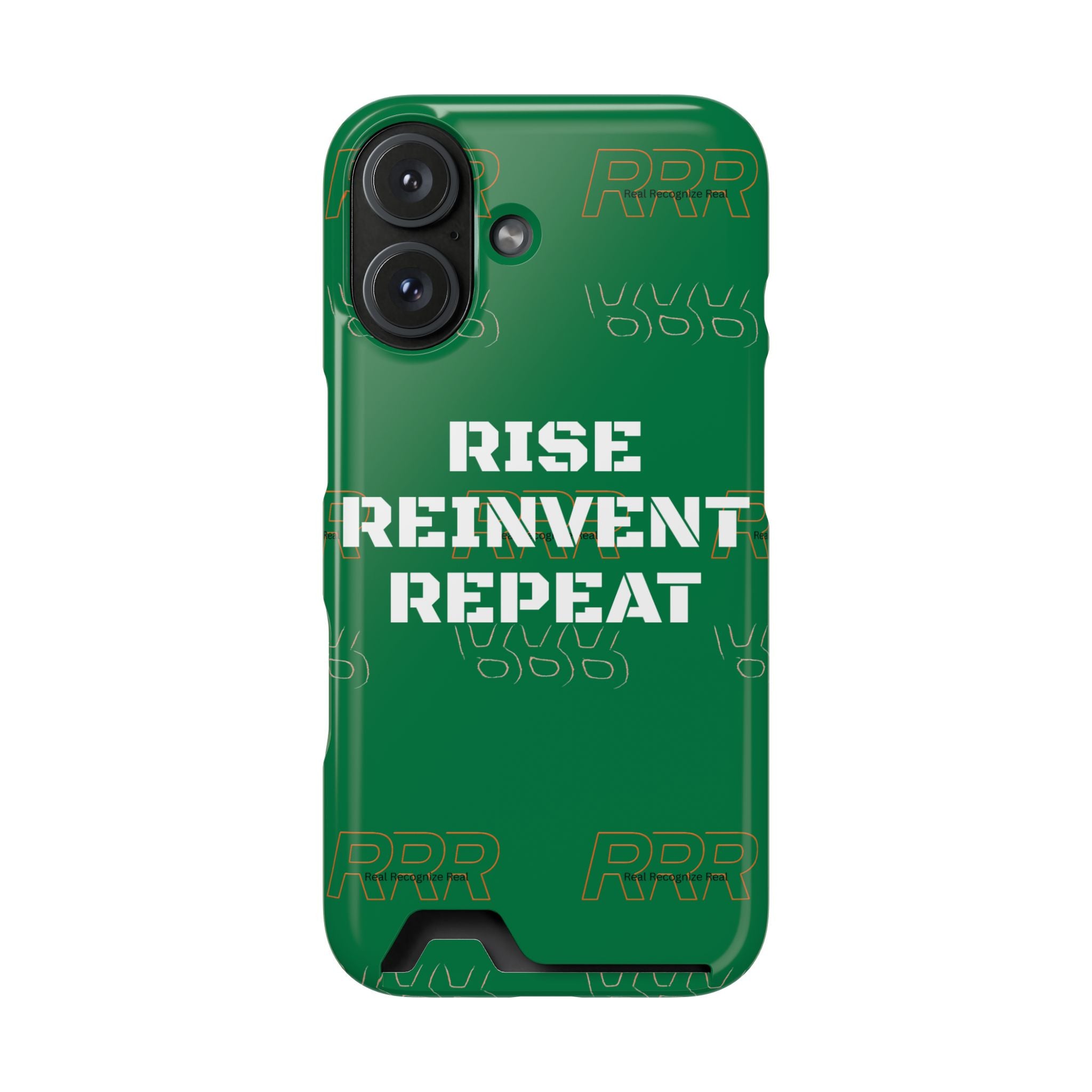 Green 'Rise Reinvent Repeat' Card Holder Phone Case — Motivational Protective Cover