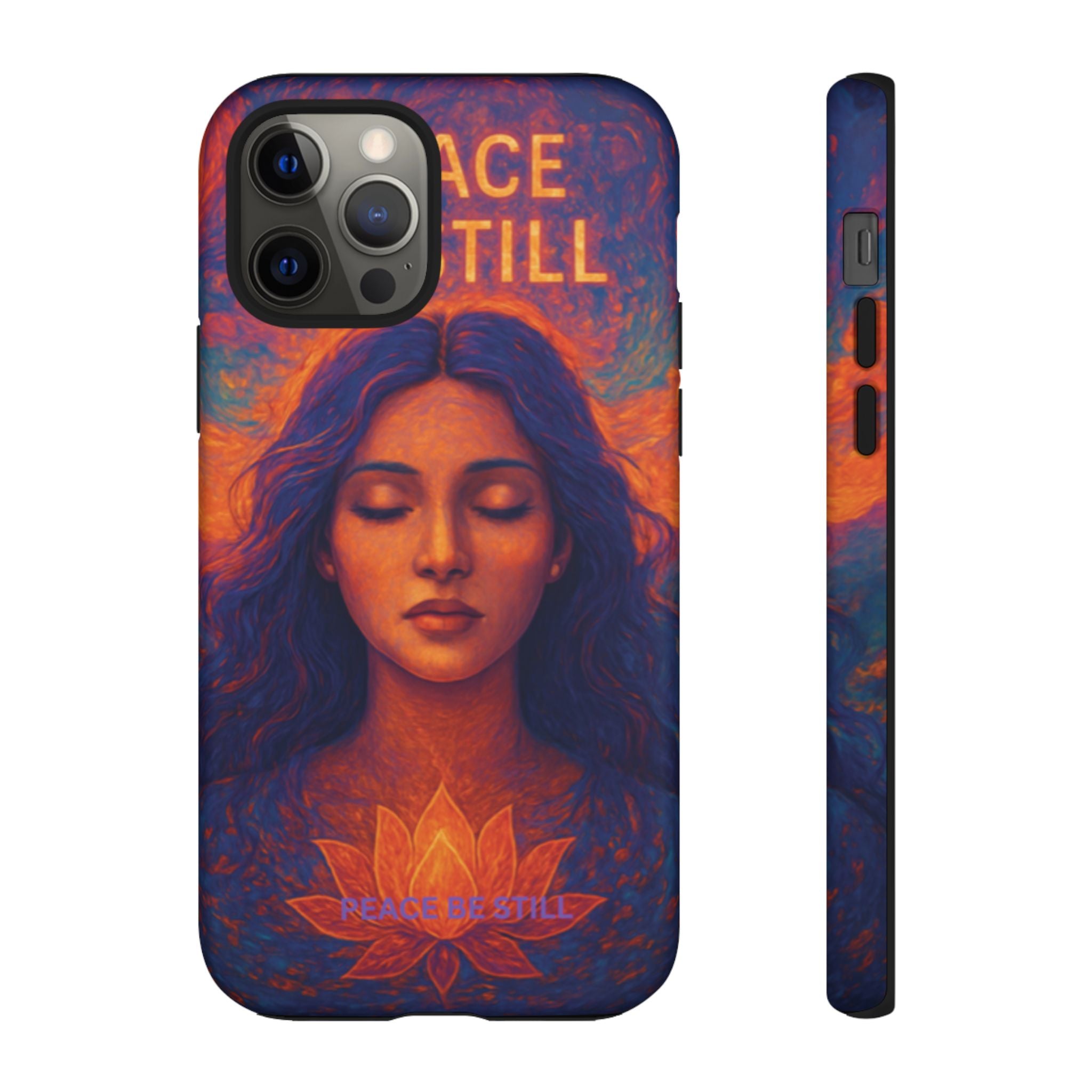 Peace Be Still Phone Case – Serene Goddess Meditation Design