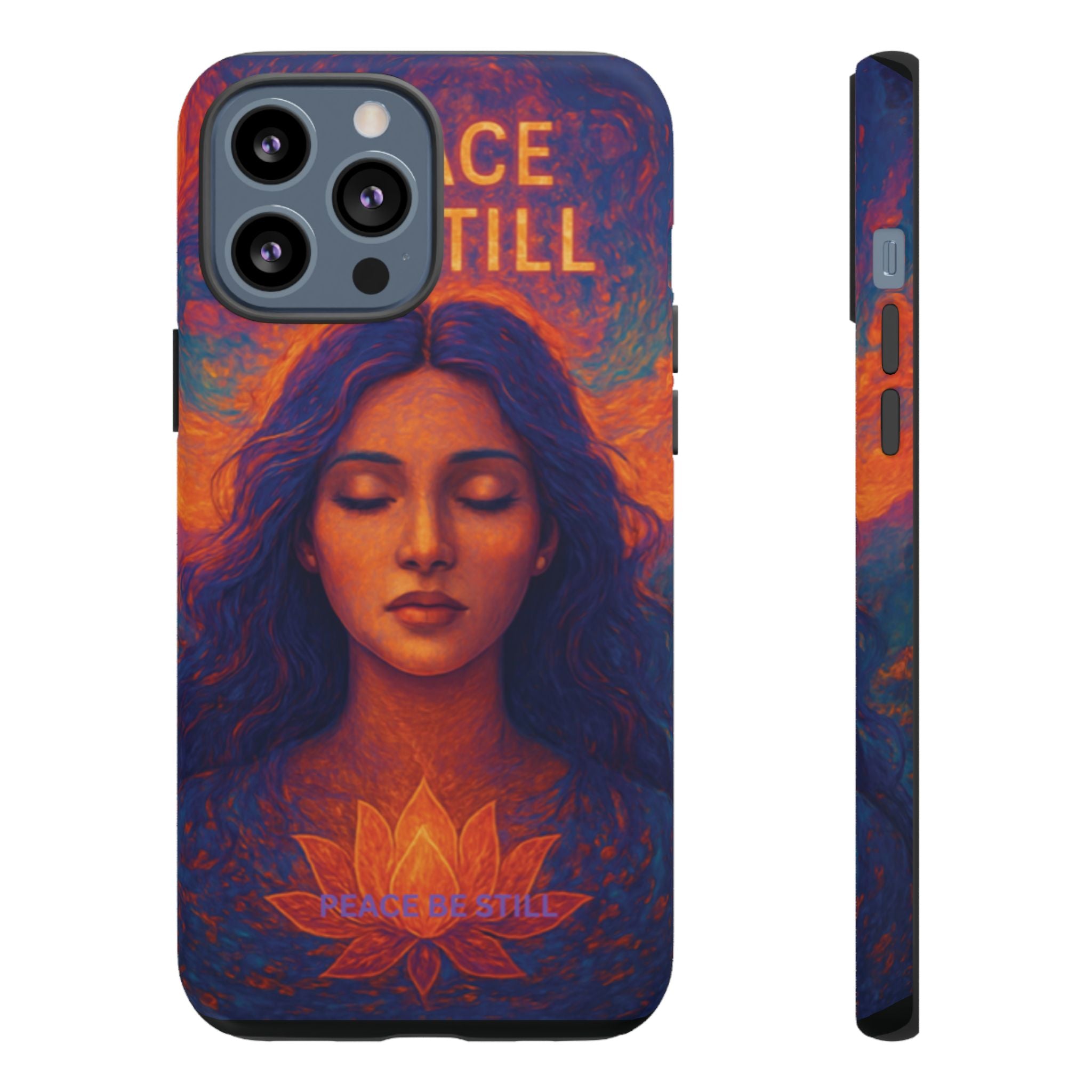 Peace Be Still Phone Case – Serene Goddess Meditation Design