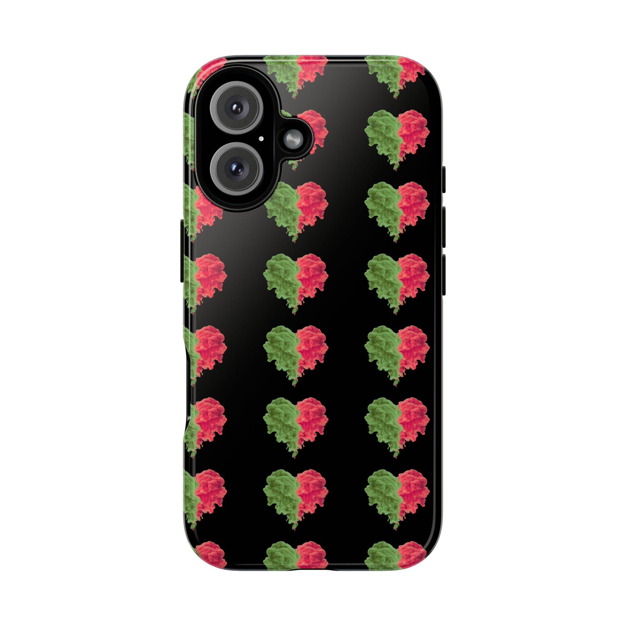 Ripped Heart Pattern Tough Phone Case — Floral Red & Green Heart Protection