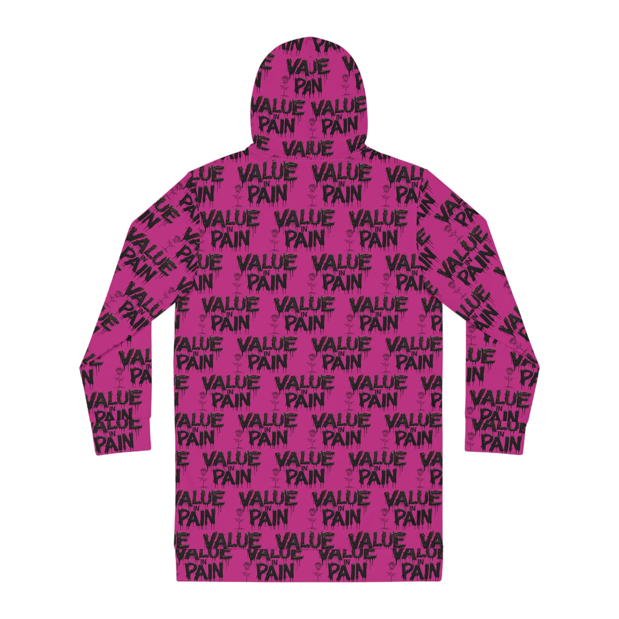Hoodie Dress — "Value Pain" All-Over Print Women's Pullover