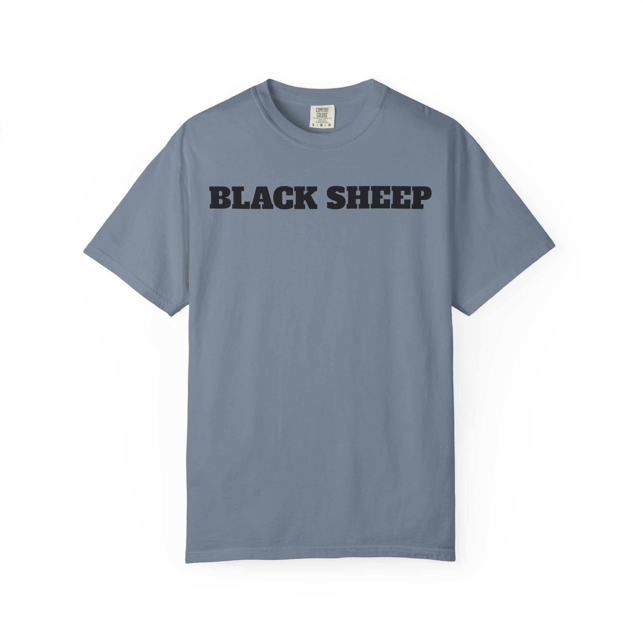 Black Sheep T-Shirt — Bold Back Lip Graphic & Front Text