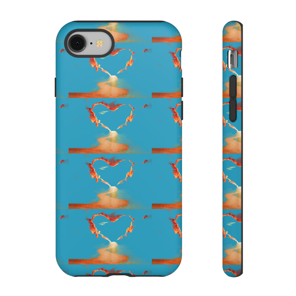 Heart Flame Tough Phone Case — Blue Sunset Protective Cover