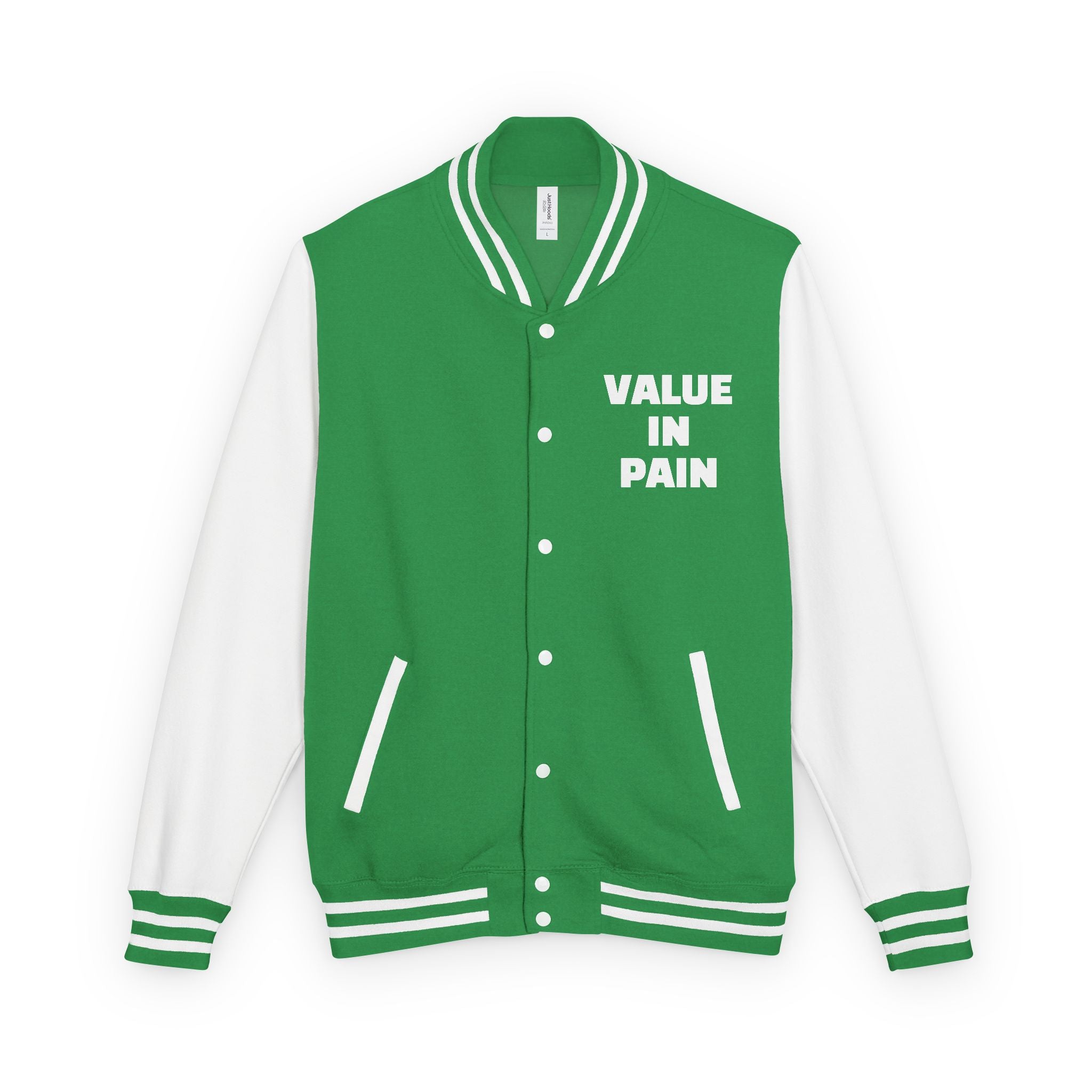 Letterman Jacket — Small Neon Portrait Patch & Repeated 'Different Breed Apparel' Back Print