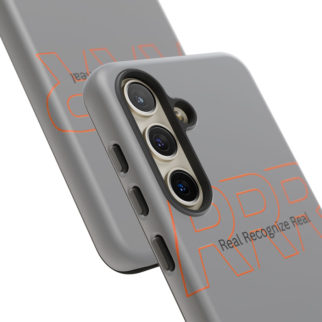 Tough Cases — 'Real Recognize Real' Protective Phone Case (Gray, Retro Outline Design)