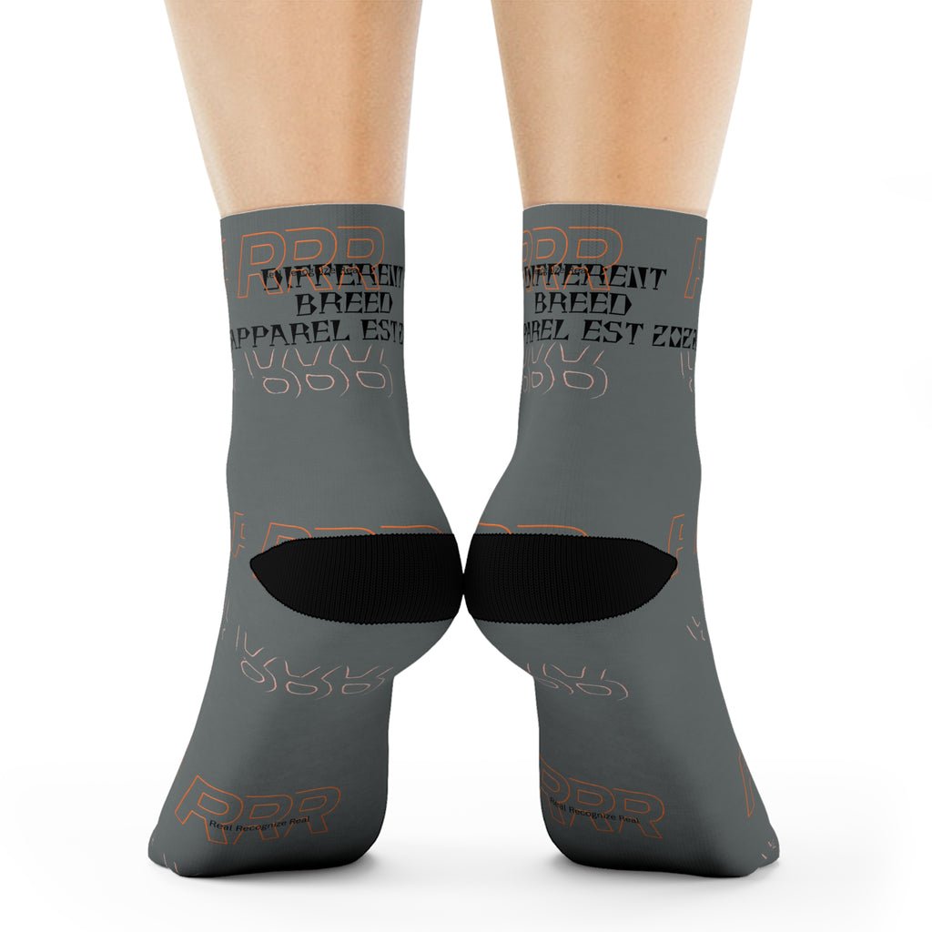 Different Breed Apparel Crew Socks — Grey Logo Athletic Socks