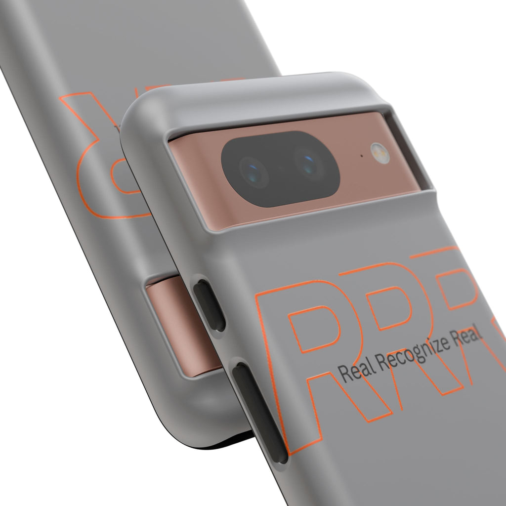 Tough Cases — 'Real Recognize Real' Protective Phone Case (Gray, Retro Outline Design)