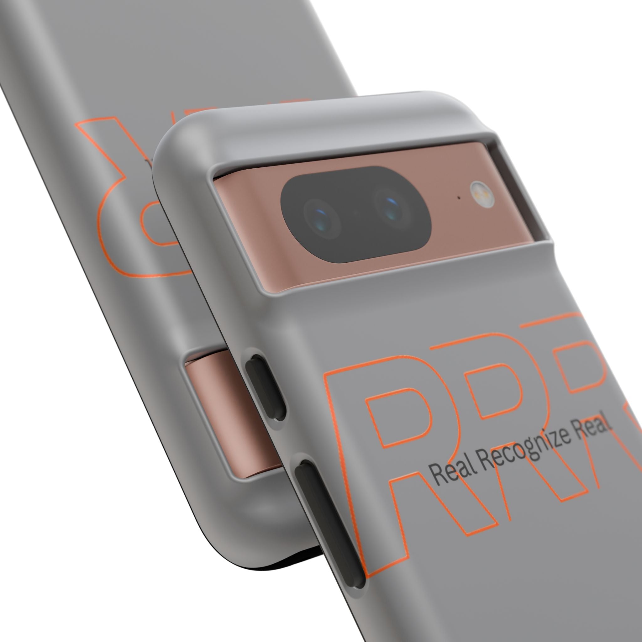 Tough Cases — 'Real Recognize Real' Protective Phone Case (Gray, Retro Outline Design)