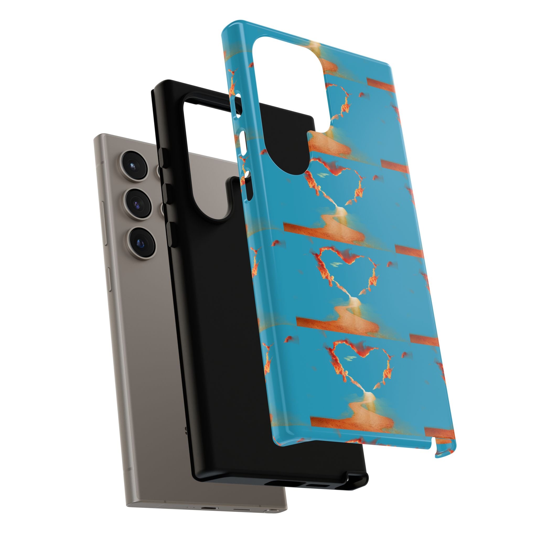 Heart Flame Tough Phone Case — Blue Sunset Protective Cover