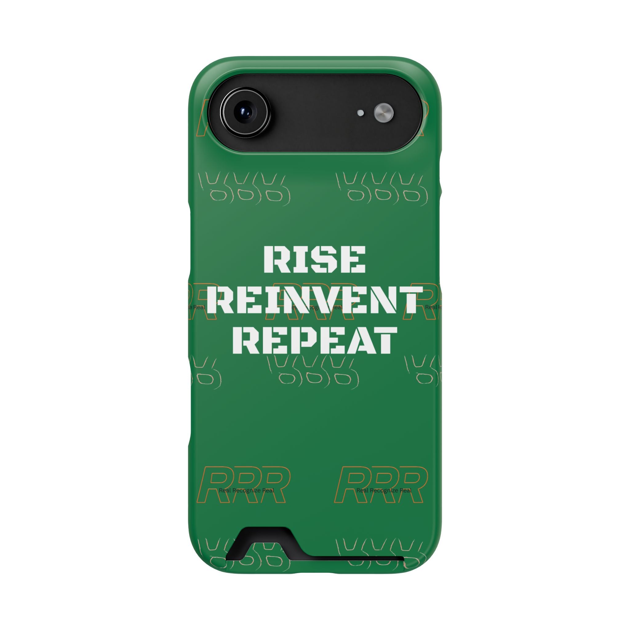 Green 'Rise Reinvent Repeat' Card Holder Phone Case — Motivational Protective Cover