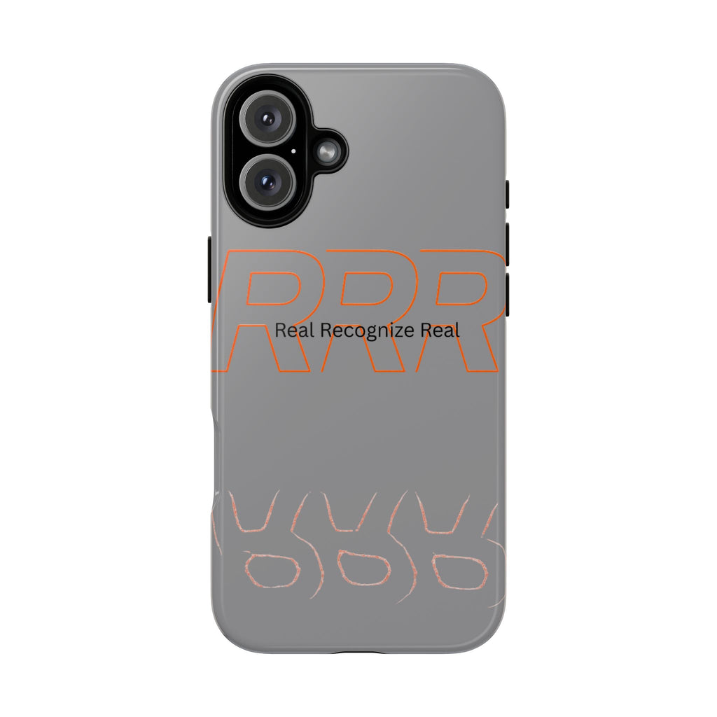 Tough Cases — 'Real Recognize Real' Protective Phone Case (Gray, Retro Outline Design)