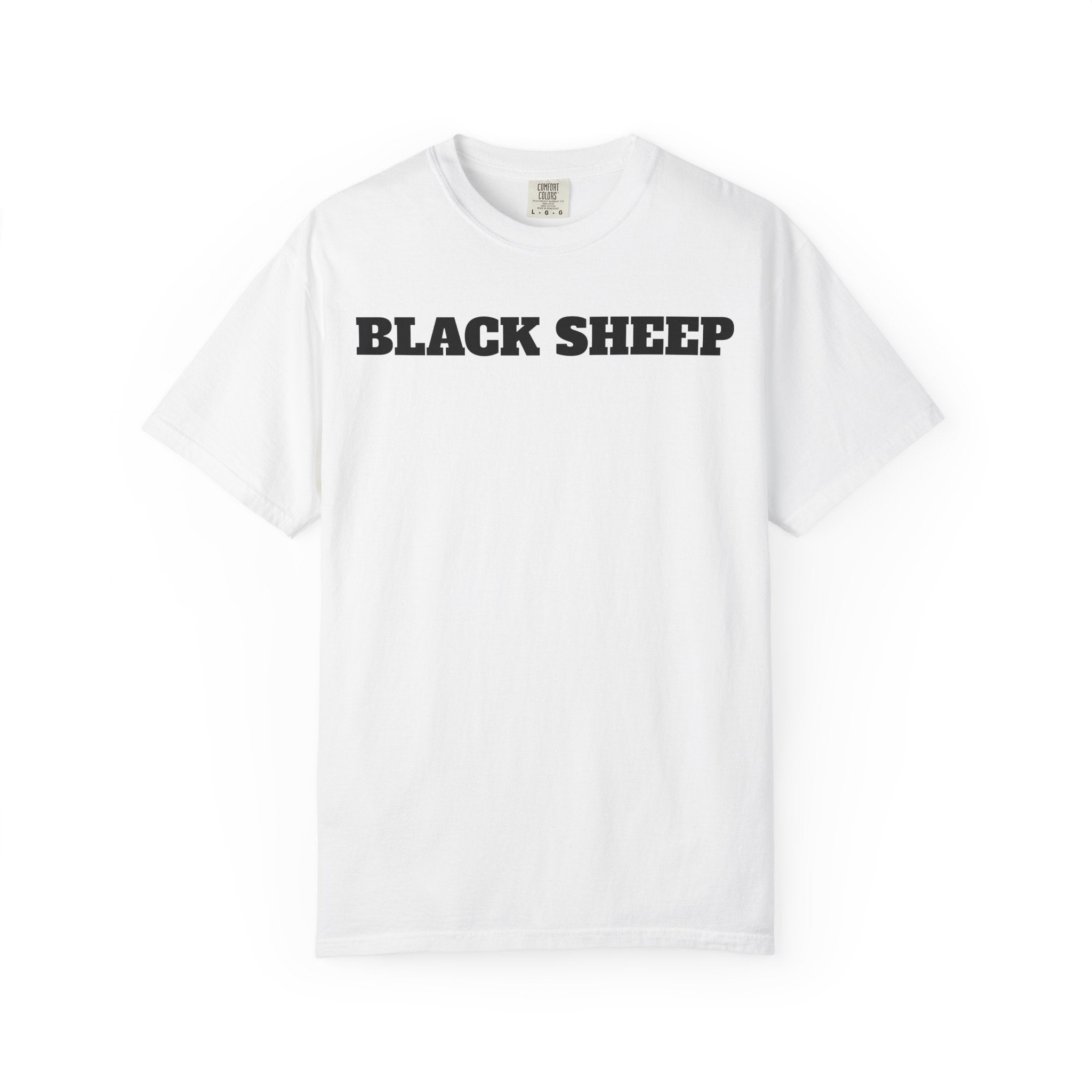 Black Sheep T-Shirt — Bold Back Lip Graphic & Front Text