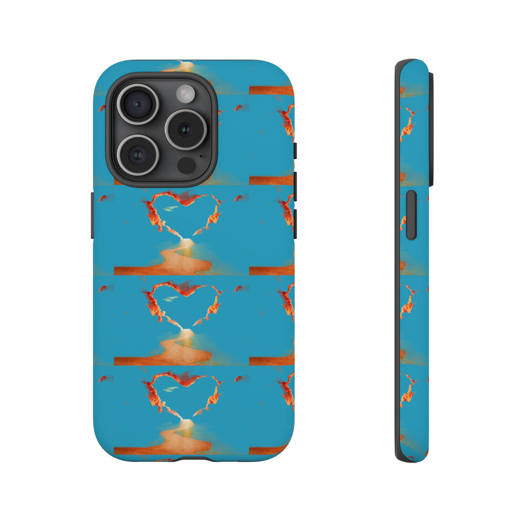 Heart Flame Tough Phone Case — Blue Sunset Protective Cover