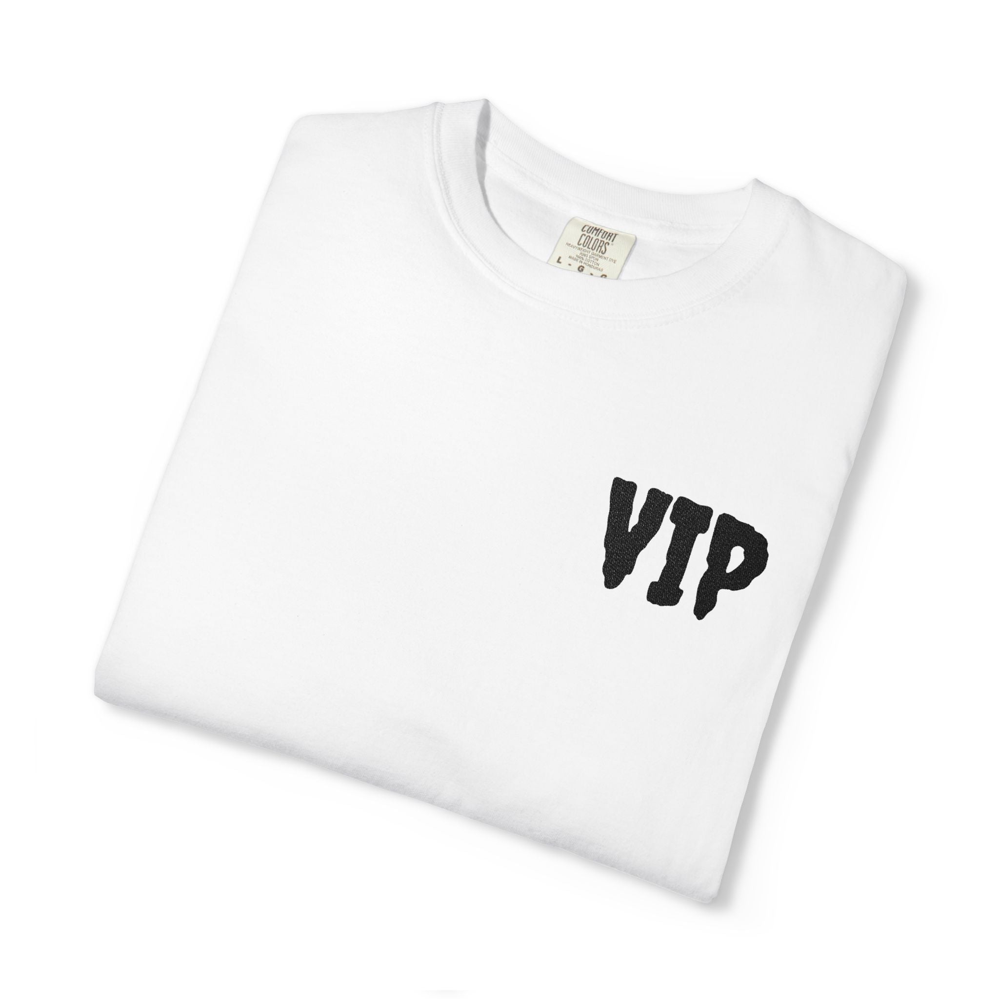 VIP Graphic T-Shirt — Minimal Front Chest & Sleeve Print