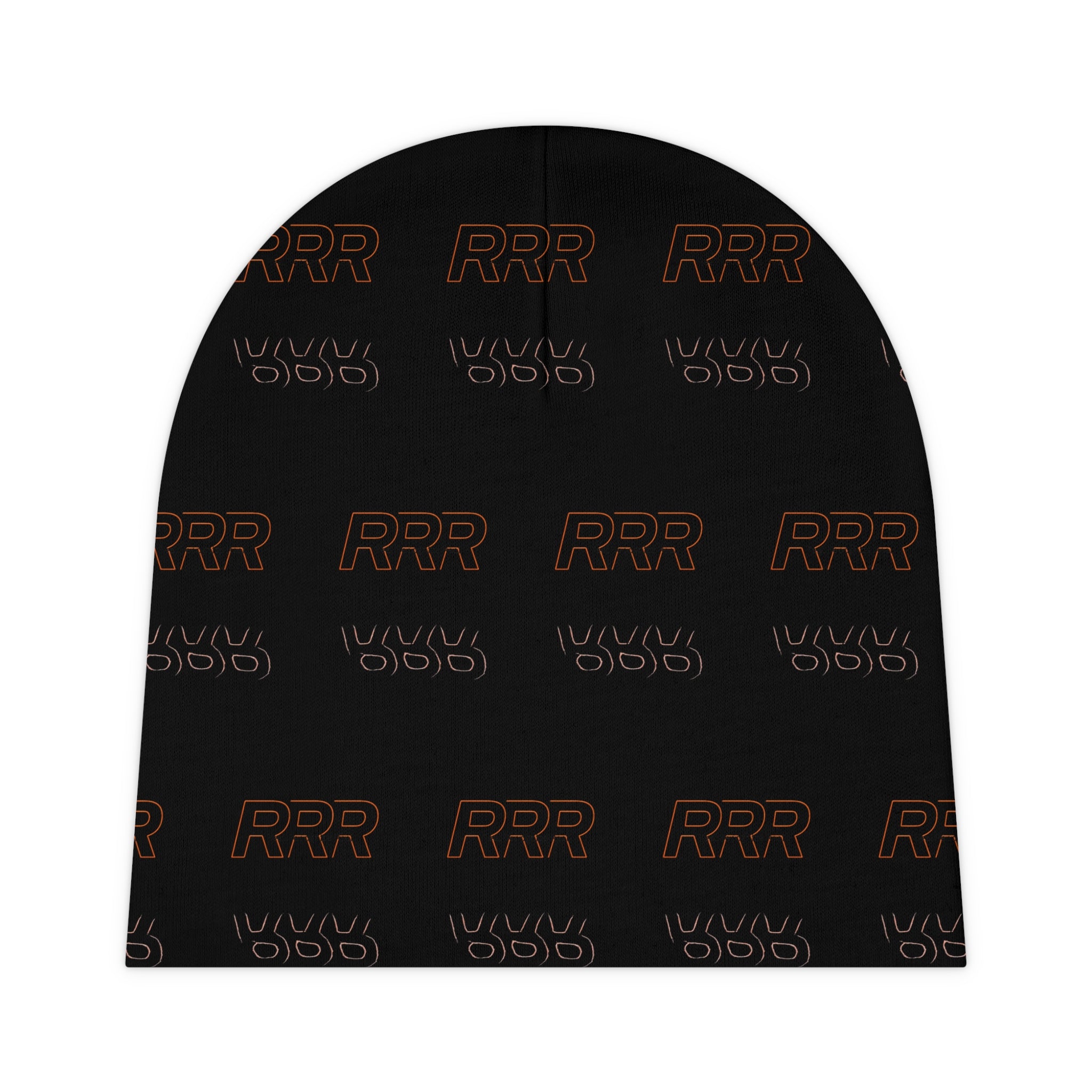 Baby Beanie — Repeating RRR Logo Pattern Infant Knit Hat