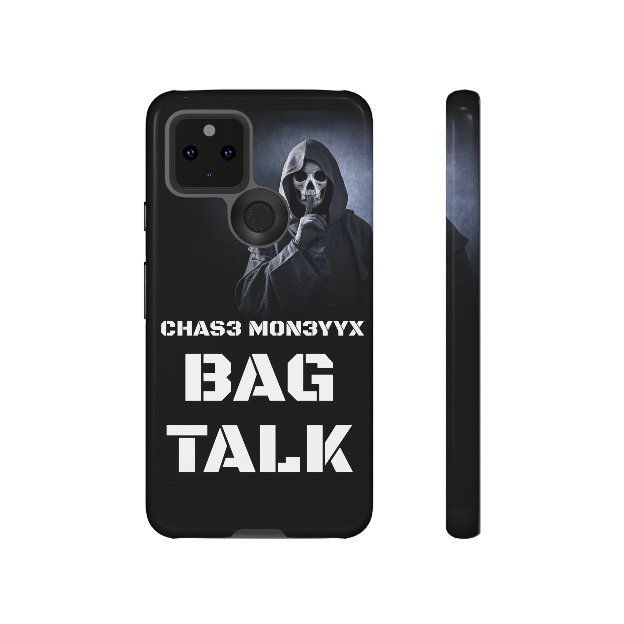 Phone Case — 'Bag Talk' Grim Reaper Graphic, Dark Gothic Protective Cover