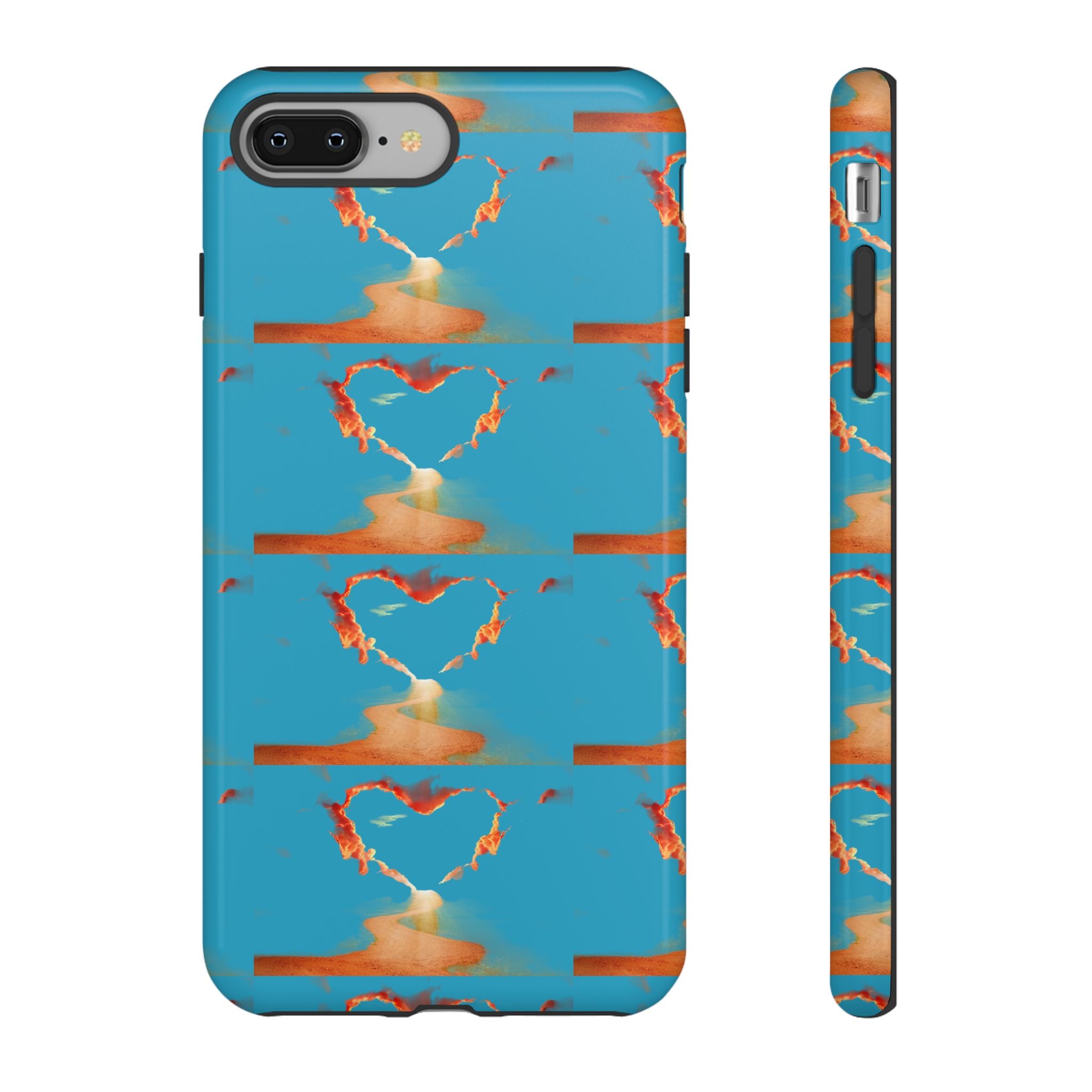 Heart Flame Tough Phone Case — Blue Sunset Protective Cover