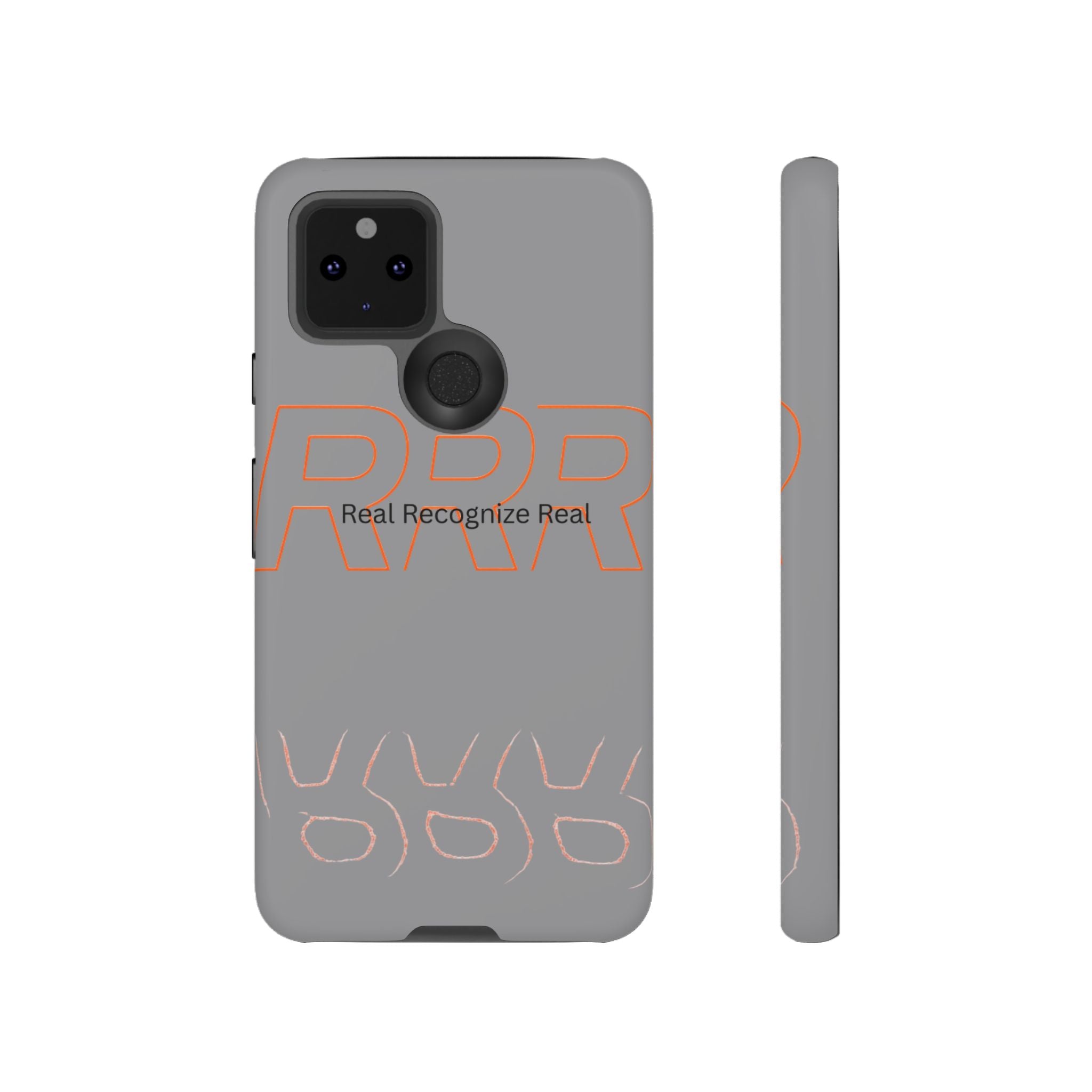 Tough Cases — 'Real Recognize Real' Protective Phone Case (Gray, Retro Outline Design)