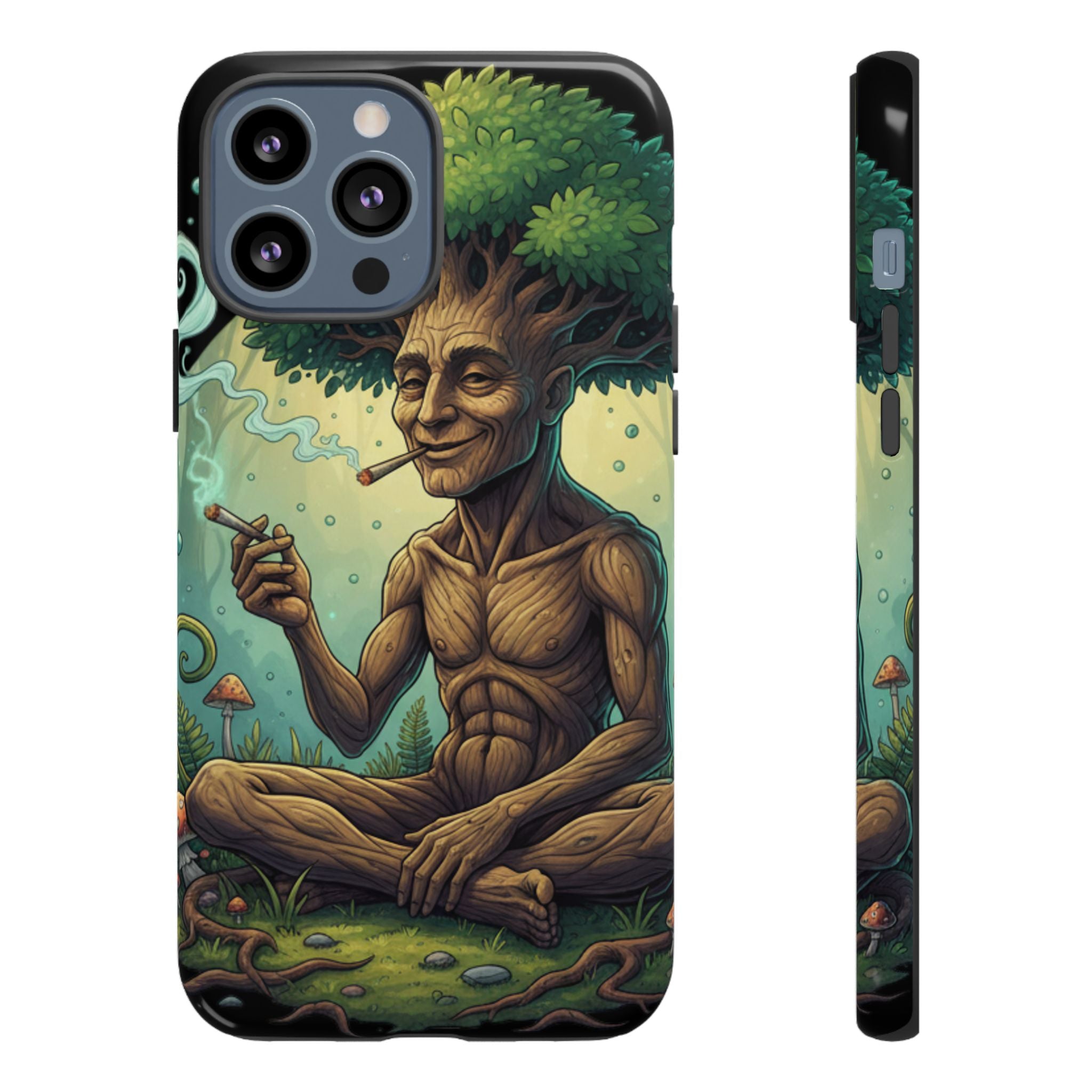 Tree Spirit Phone Case — Chill Smoking Woodland Art Phone Cover