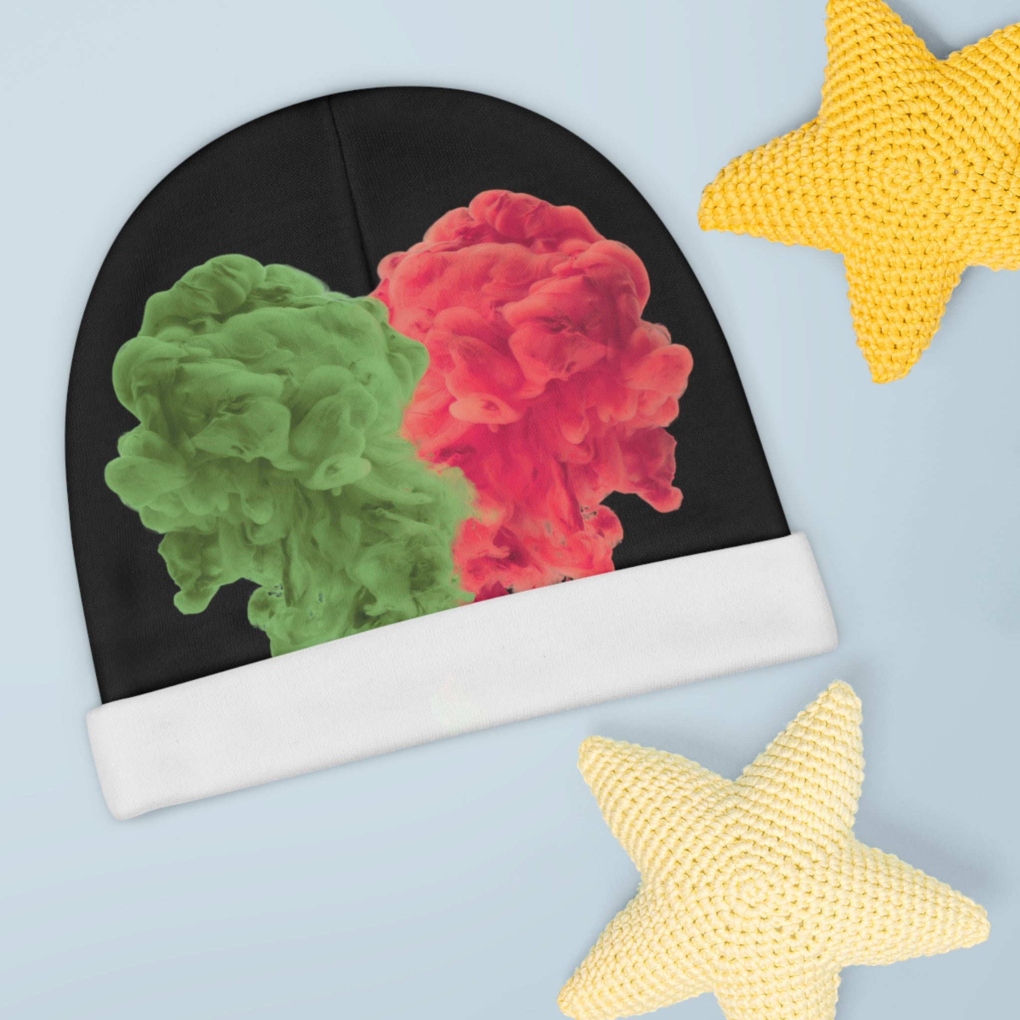 Baby Beanie — Colorful Smoke Heart Newborn Hat