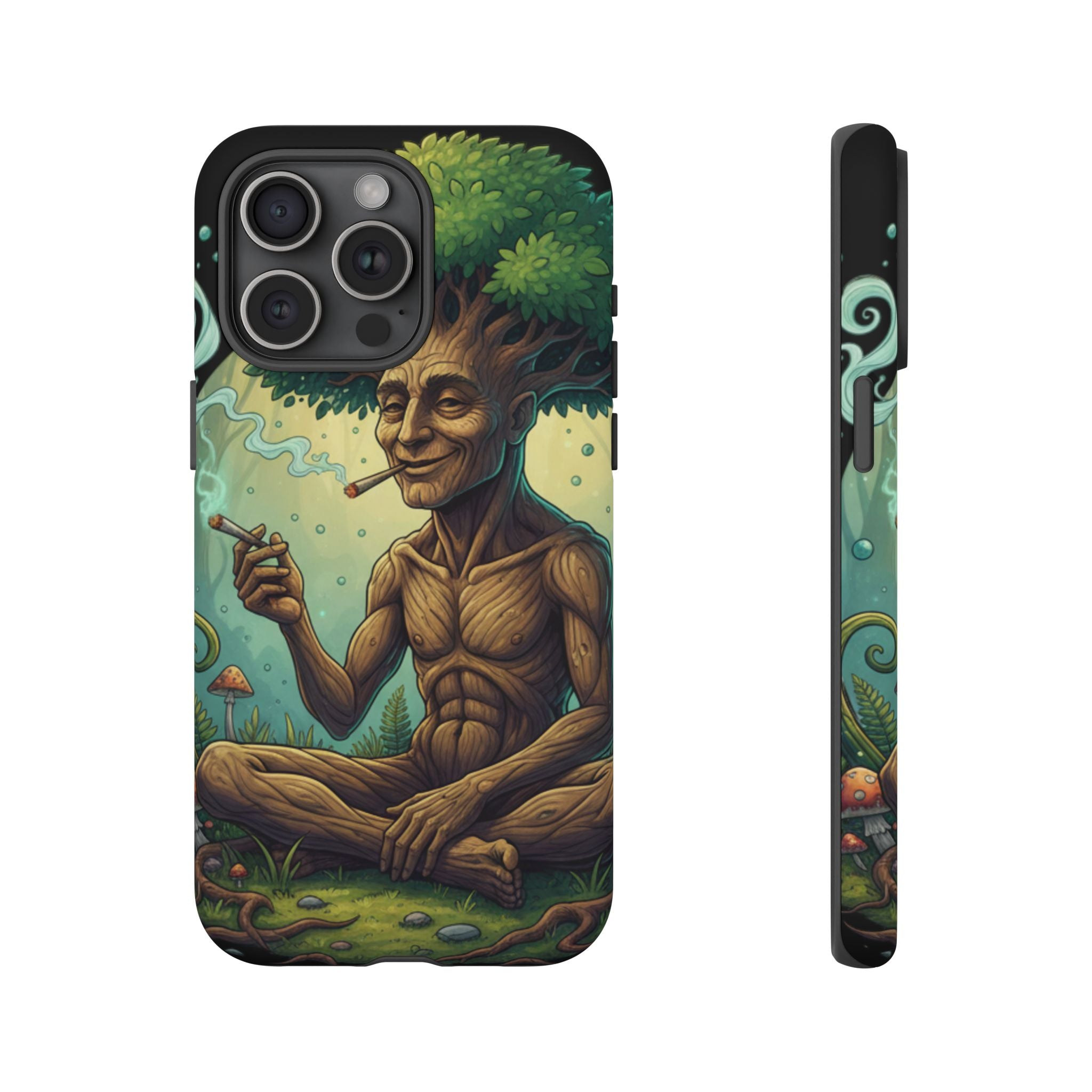 Tree Spirit Phone Case — Chill Smoking Woodland Art Phone Cover