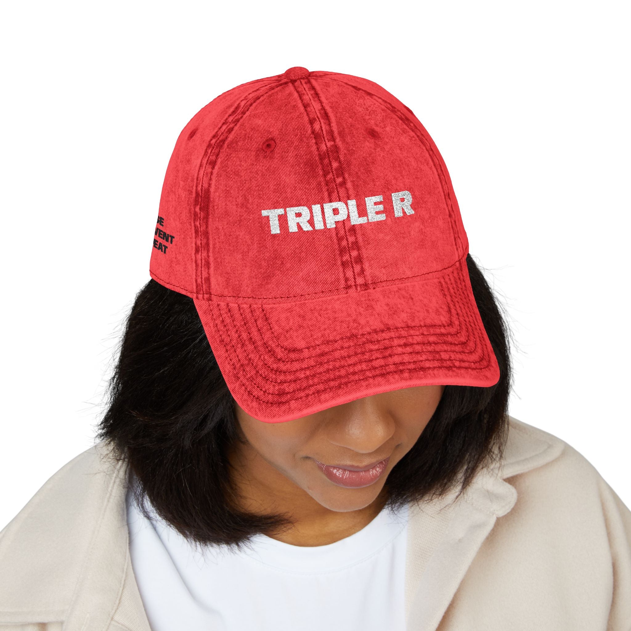 Vintage Embroidered Cap — "TRIPLE R" Distressed Dad Hat