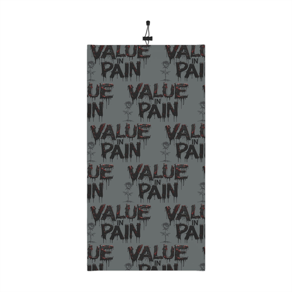 Value in Pain Winter Neck Gaiter — Gothic Text Pattern Face Mask Scarf