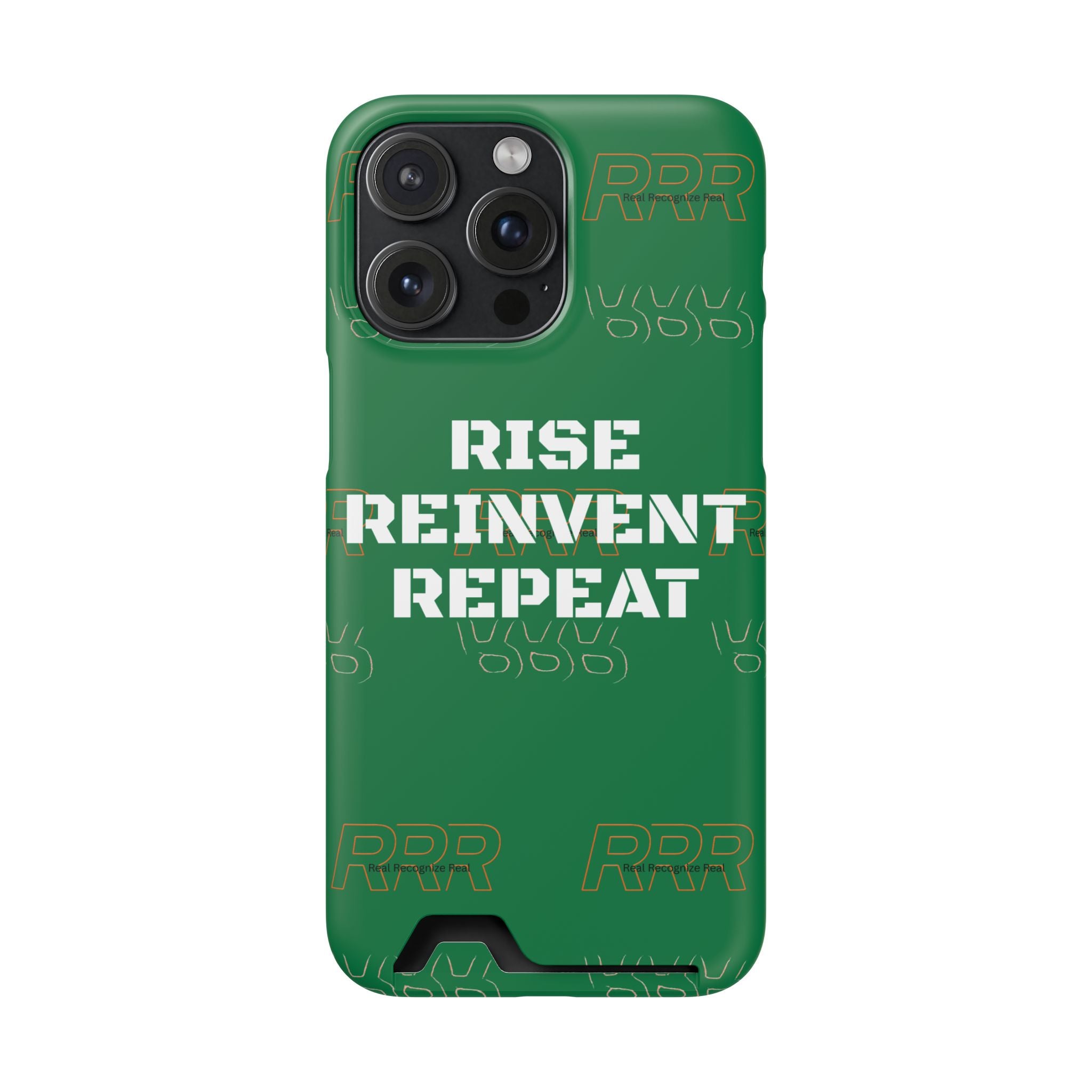 Green 'Rise Reinvent Repeat' Card Holder Phone Case — Motivational Protective Cover