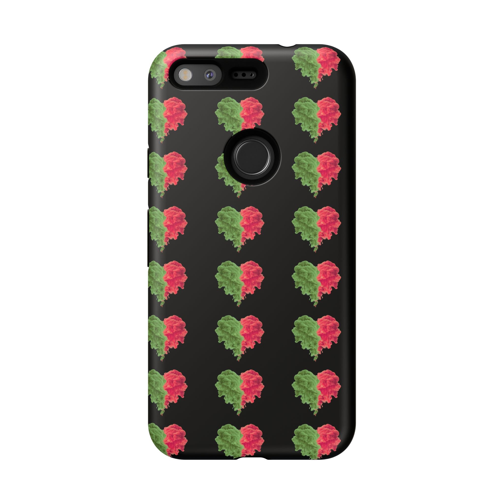 Ripped Heart Pattern Tough Phone Case — Floral Red & Green Heart Protection