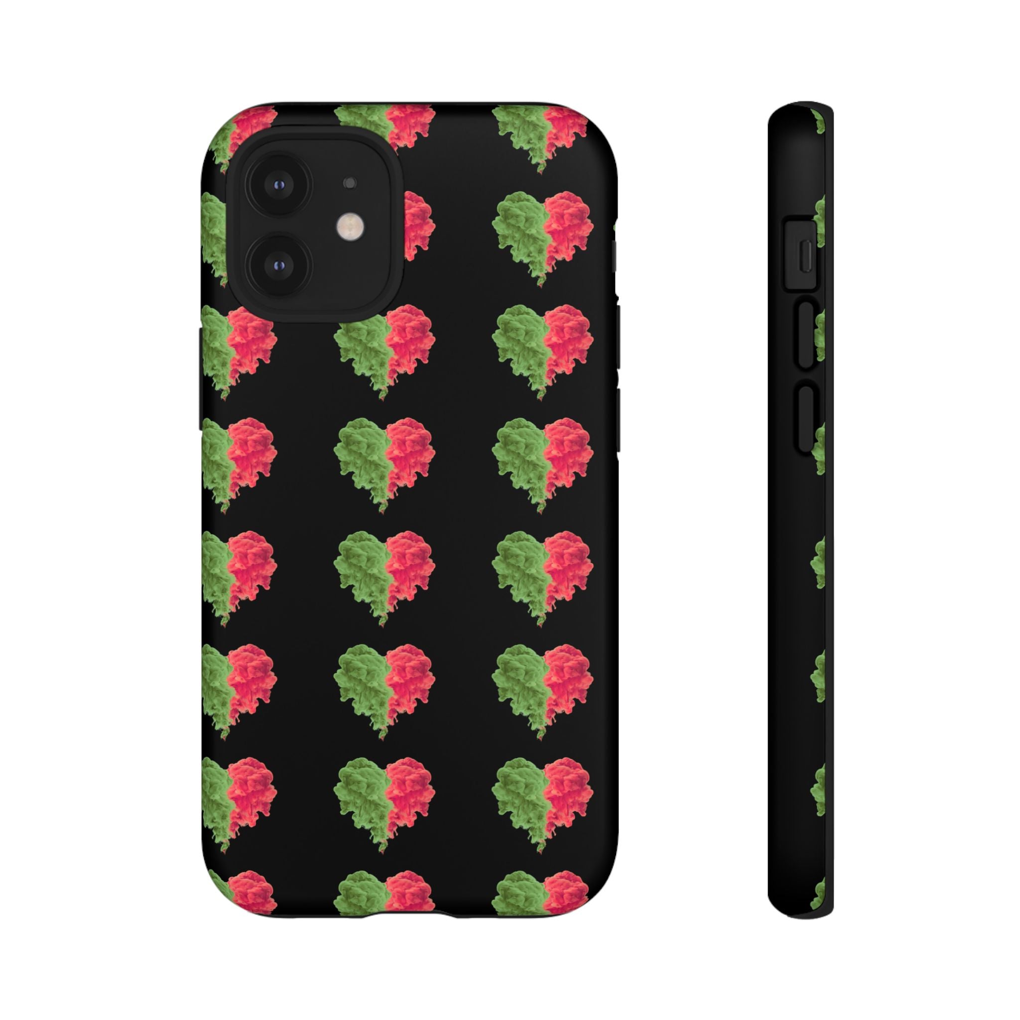 Ripped Heart Pattern Tough Phone Case — Floral Red & Green Heart Protection